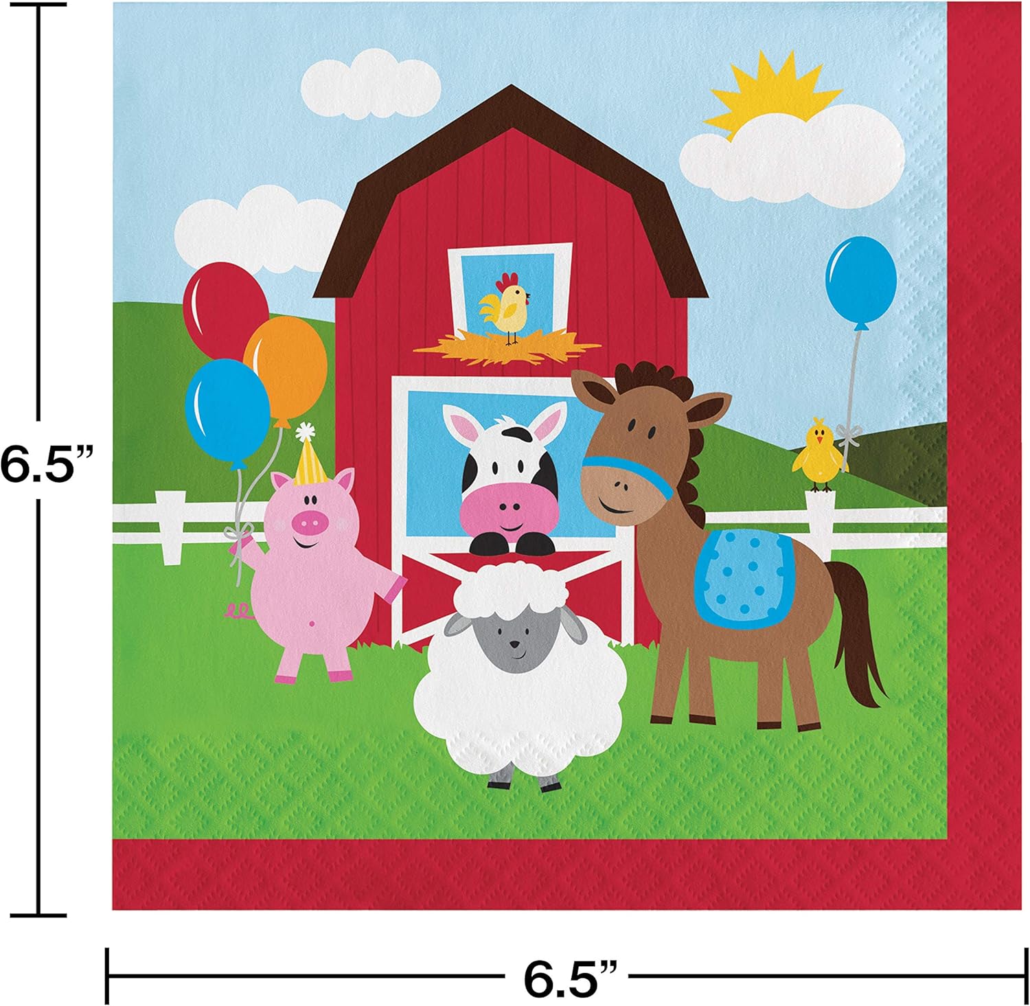 Farm Animals Lunch Napkins - 18 Pcs