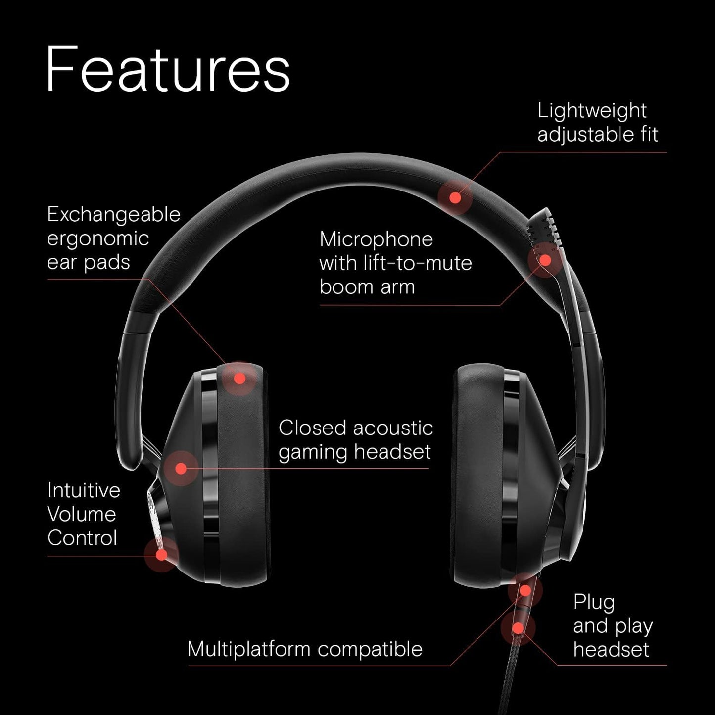 EPOS H3 Closed Acoustic Gaming Headset with Noise-Cancelling Microphone - Plug & Play Audio - Around the Ear - Adjustable, Ergonomic - for PC, Mac, PS4, PS5, Switch, Xbox - Onyx Black