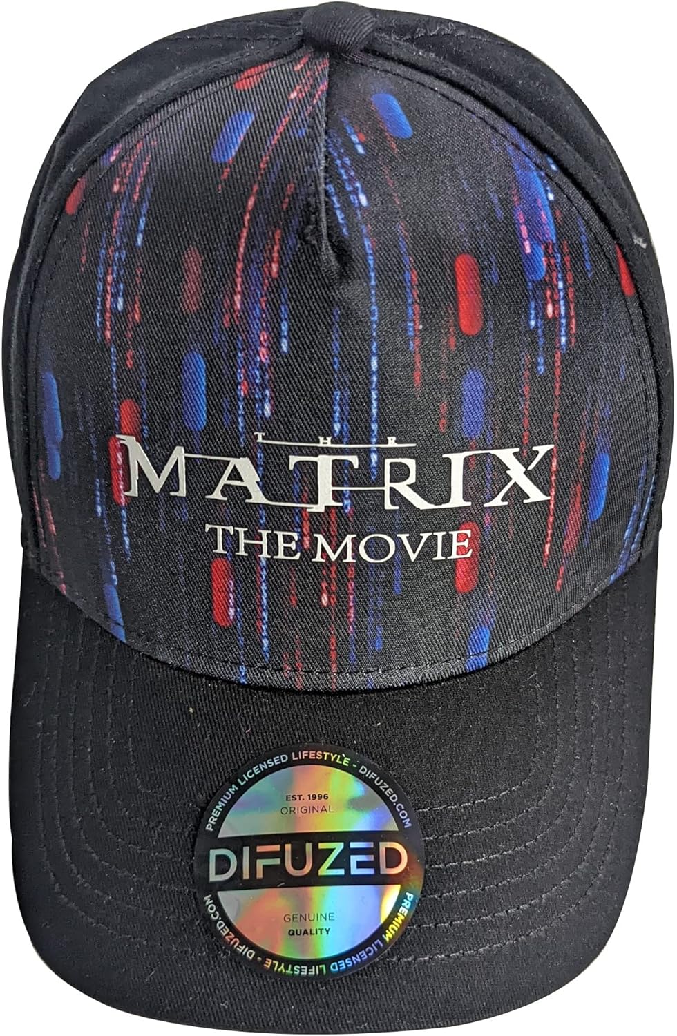 Warner Bros The Matrix Resurrections Red and Blue Pill Poster Logo Adjustable Baseball Cap, Multi-Colour (BA612807MTX