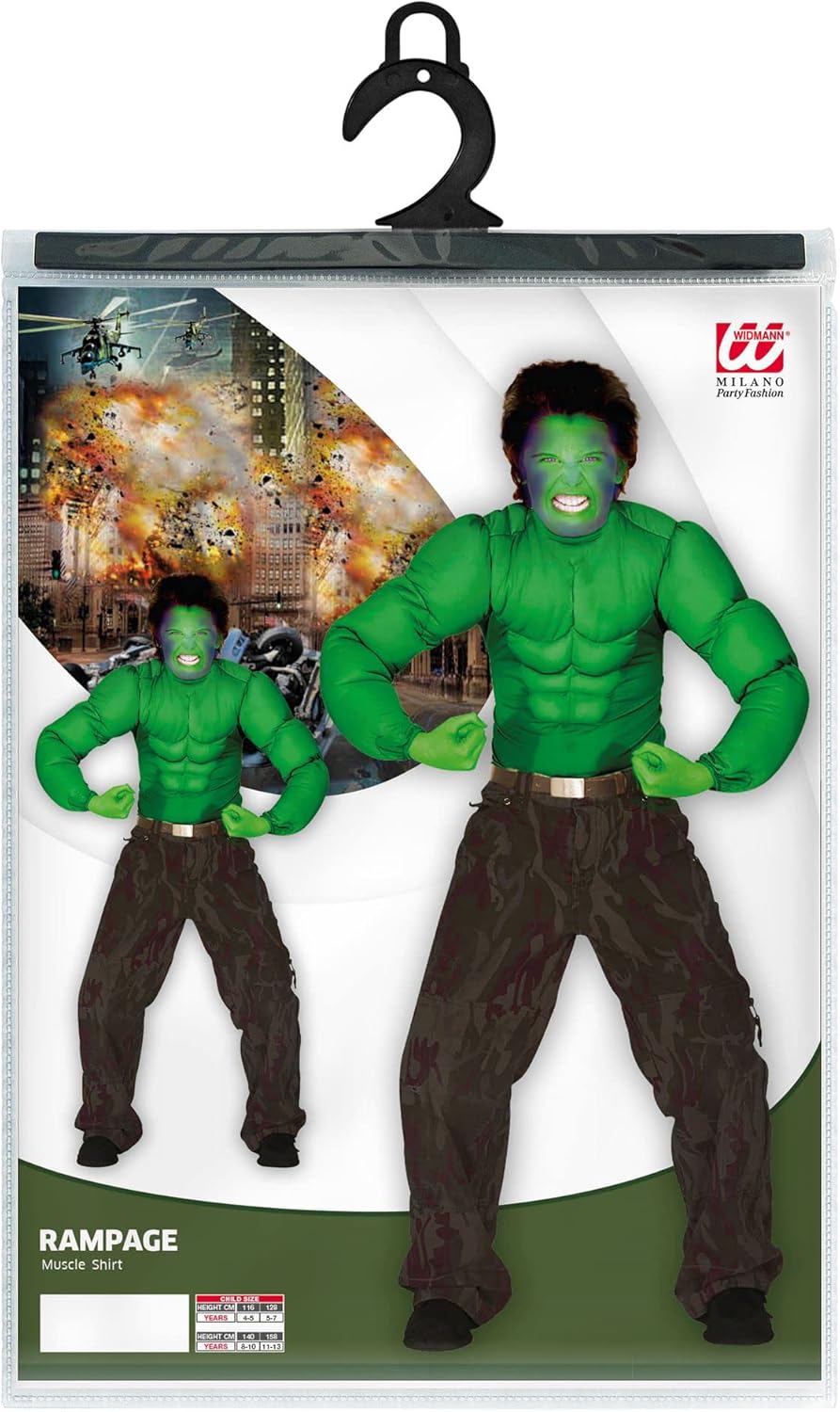 Widmann Kid?s Dressing Up Costume Green Muscle Shirt 140