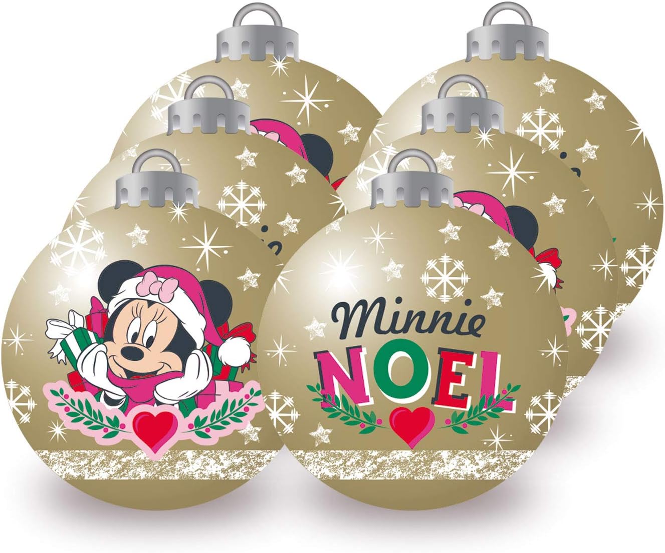 ARDITEX WD14011 Pack of 6 Disney-Minnie Christmas Tree Baubles Diameter 8 cm