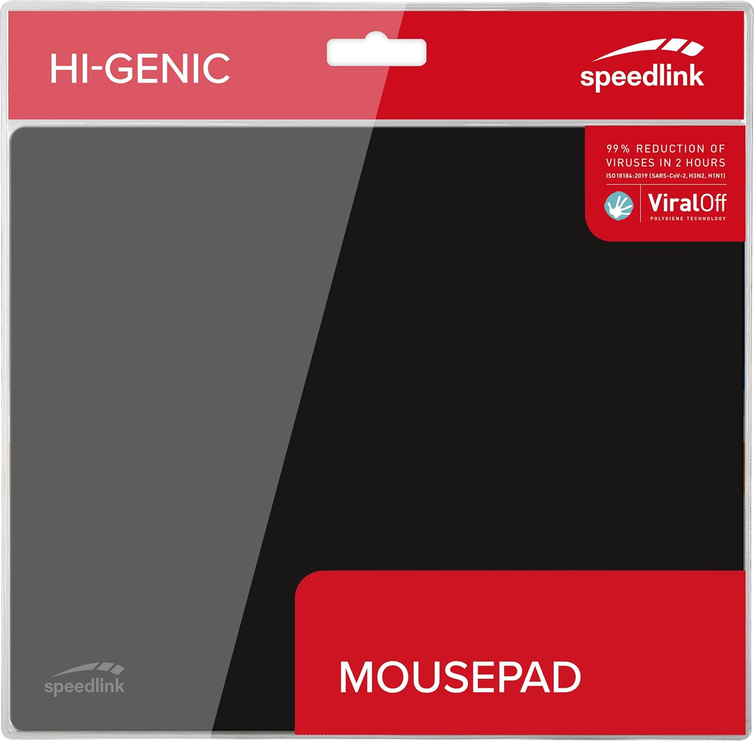 Speedlink HI-GENIC Mouse Mat - Soft Textile Surface ViralOff Coating Black