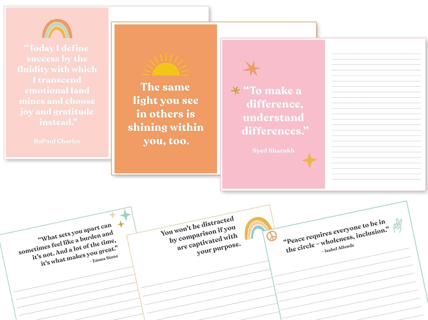 Eccolo “Celebrate Differences” Inspirational Guided Lined Journal Notebook, Hardcover, Banded A5 Journal with Quotes and Ruled Pages, Ribbon Bookmark. 256 Pages Inspirational Notebook