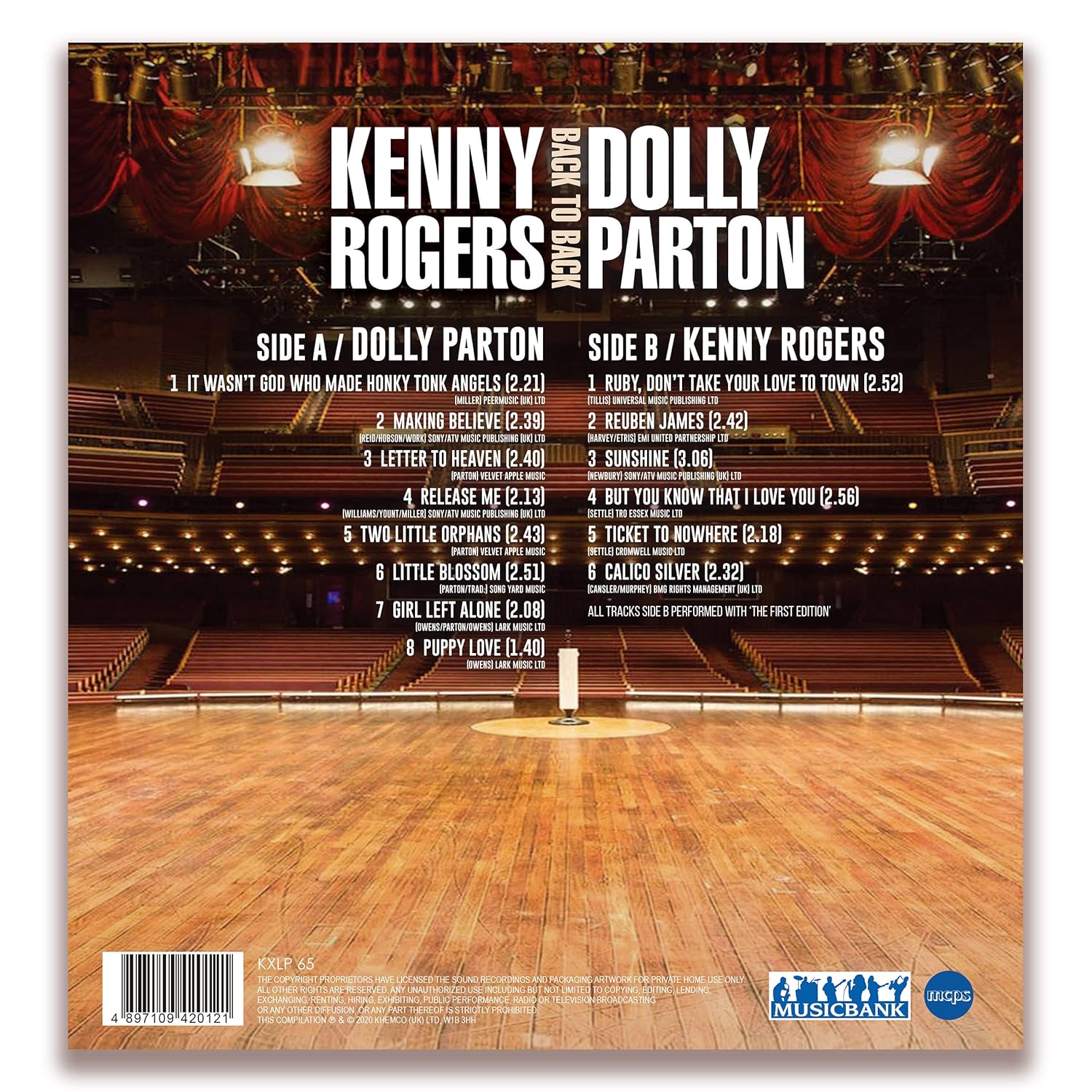 Kenny & Dolly - Back To Back 12” Record, Label: MUSICBANK