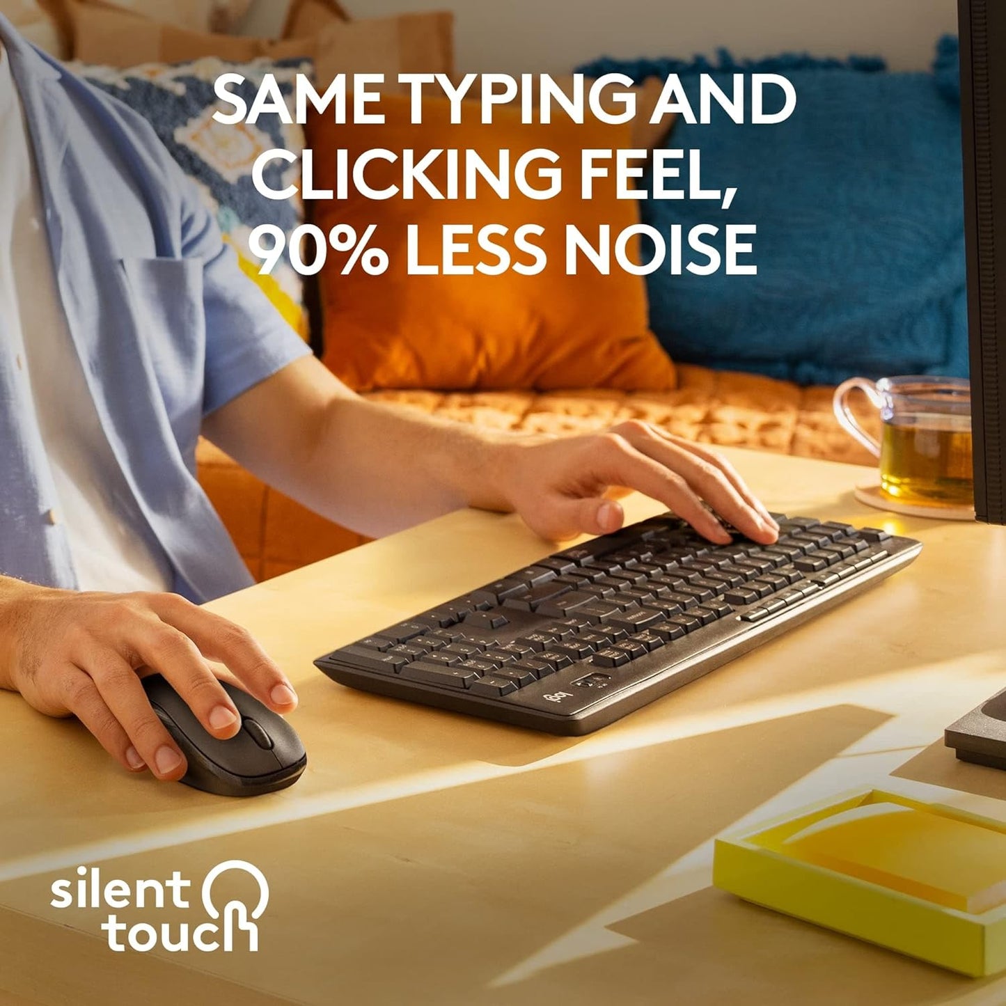 Logitech MK295 Silent Wireless Mouse & Keyboard Combo with SilentTouch Technology, Full Numpad, Advanced Optical Tracking, Lag-Free Wireless, 90% Less Noise, QWERTY UK English Layout