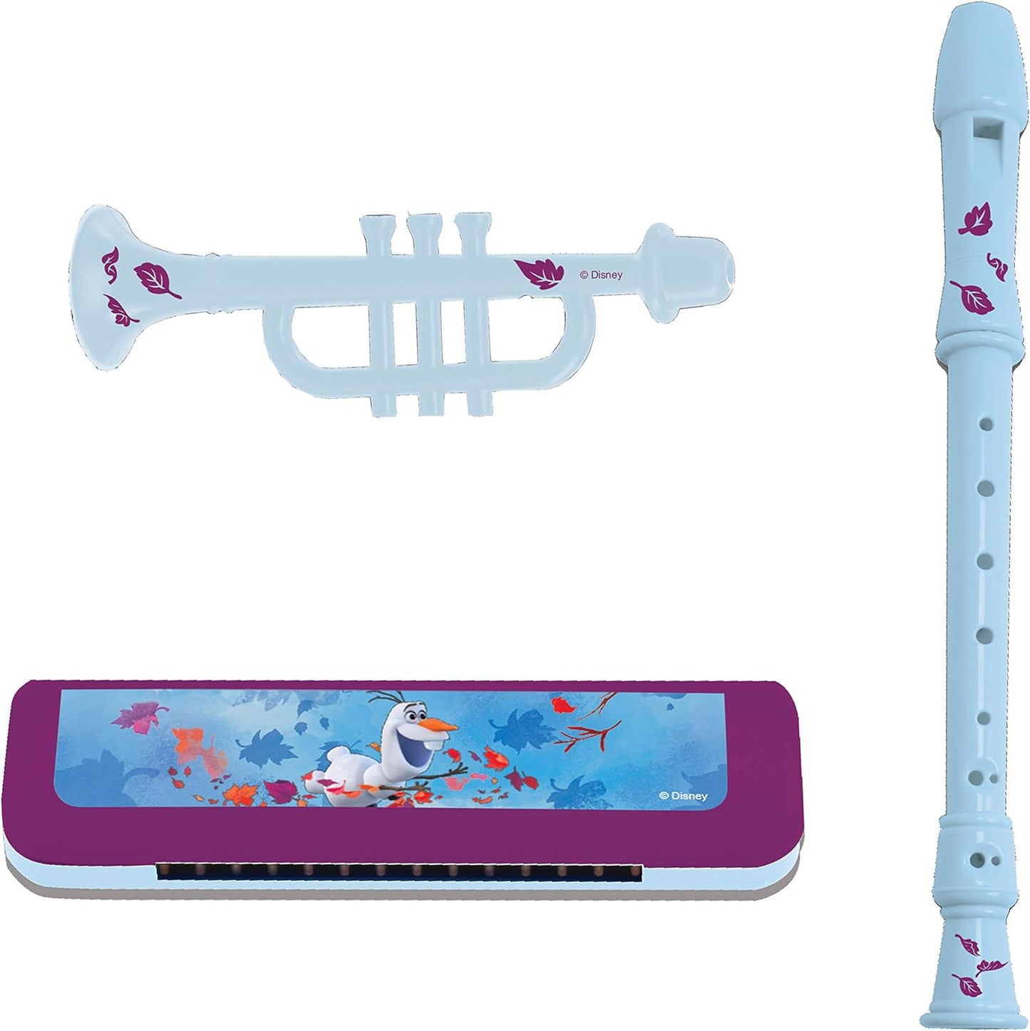 Lexibook K360FZ Disney Frozen Elsa Anna Toy, Set of 7 Music Instruments (Drum, Maracas, Castanet, Harmonica, Recorder, Trumpet, Tambourine), Convenient Game to Carry, Purple, Blue/White