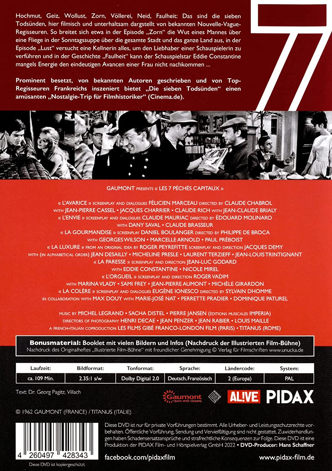 Die sieben Todsünden (Les sept péchés capitaux) / Hochkarätiger Episodenfilm mit absoluter Starbesetzung (Pidax Film-Klassiker)