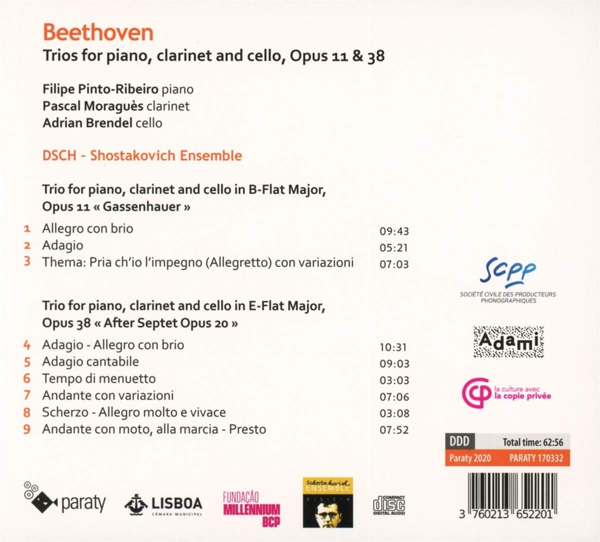 Beethoven: Trios For Piano Clarinet & Cello