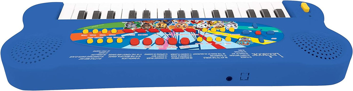 Lexibook Paw Patrol Teclado electrónico, Piano de 32 Teclas, Micrófono para Cantar, 22 Canciones de demostración, operado con batería, Azul/Rojo, Color
