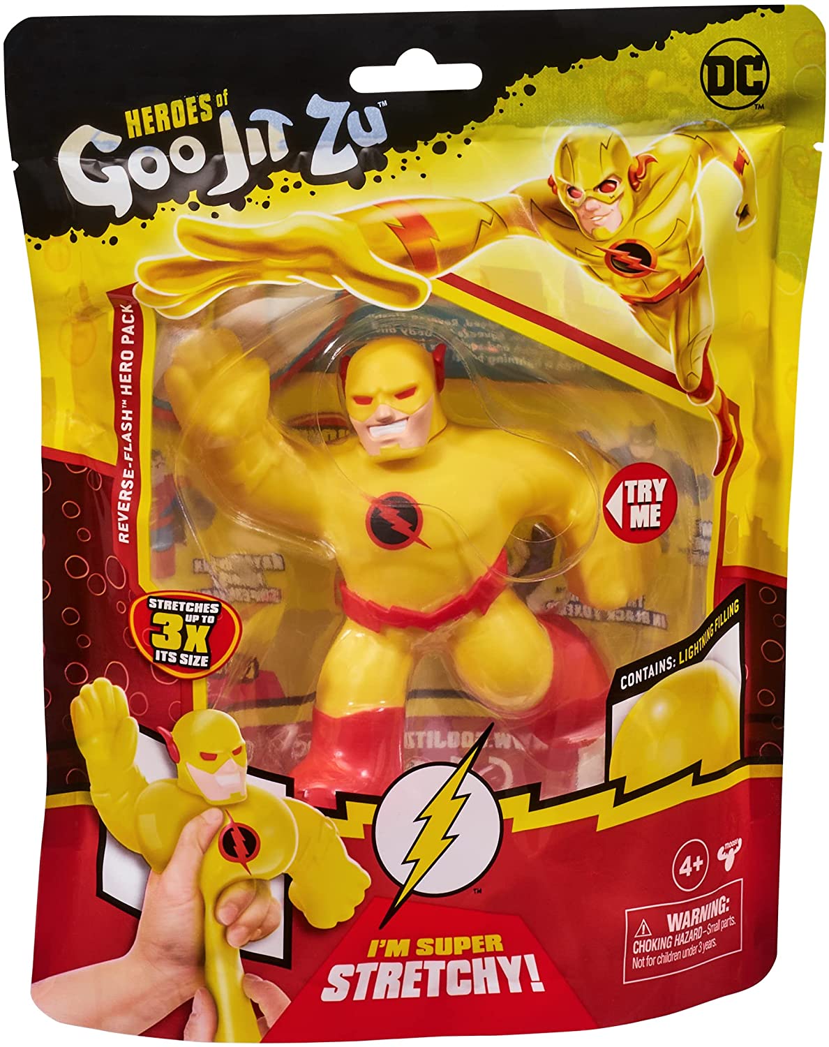 Heroes of Goo Jit Zu Dc Hero Pack - Super Goopy Reverse Flash 4.5-Inch Tall Action Figure, Perfect Christmas/Birthday Present For 4 To 8 Year Olds, Squishy, Stretchy Tactile Play