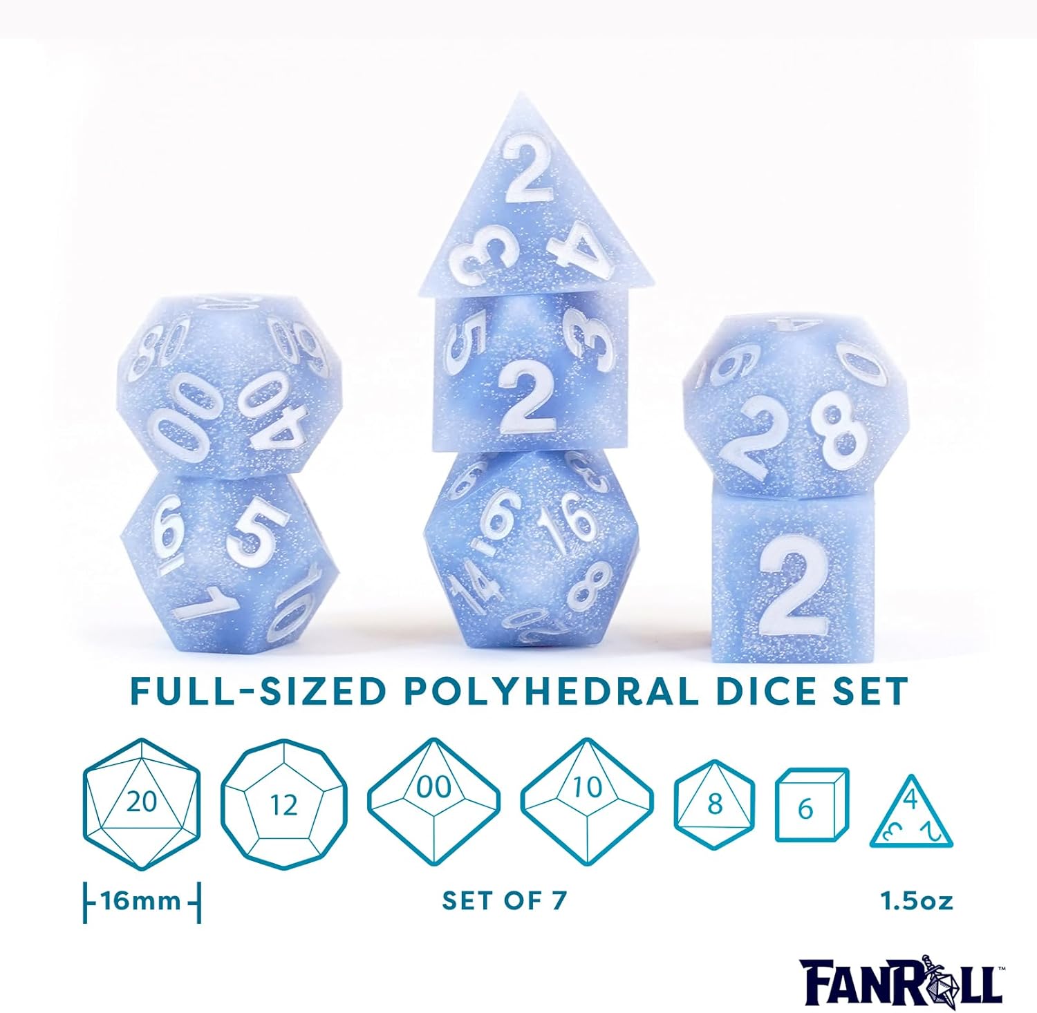 Silicone Rubber Poly Dice Set: Glacial Debris