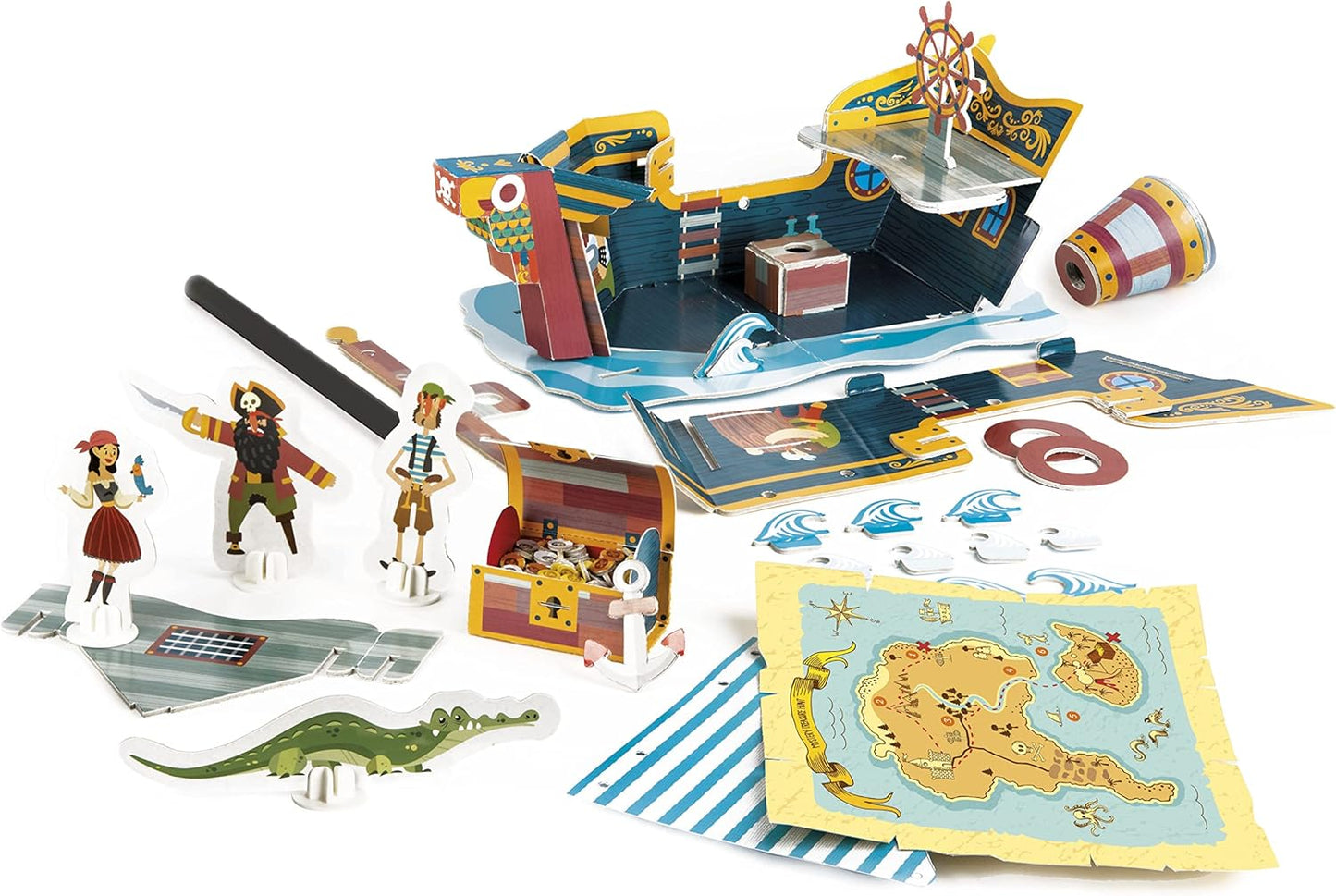 Clementoni - 18104 - Education - Assemble and Play: Pirates Galion - Children's Educational Game - 4 Year Old - Pirate Boat Toy, Creative Hobbies, 100% Recycled Materials, Made in Italy