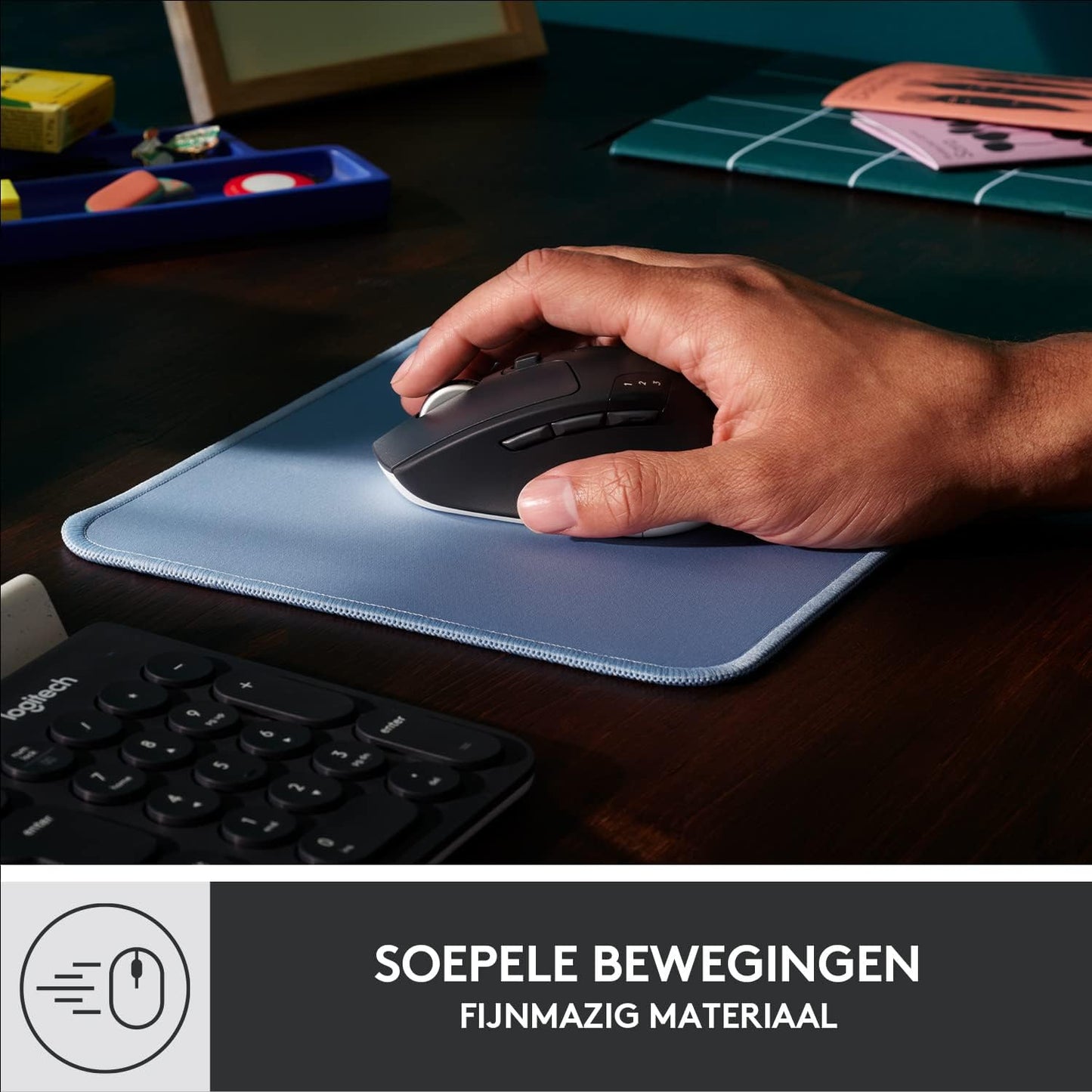 Logitech Mouse Pad - Studio Series, Computer Mouse Mat with Anti-slip Rubber Base, Easy Gliding, Spill-Resistant Surface, Durable Materials, Portable, in a Fresh Modern Design