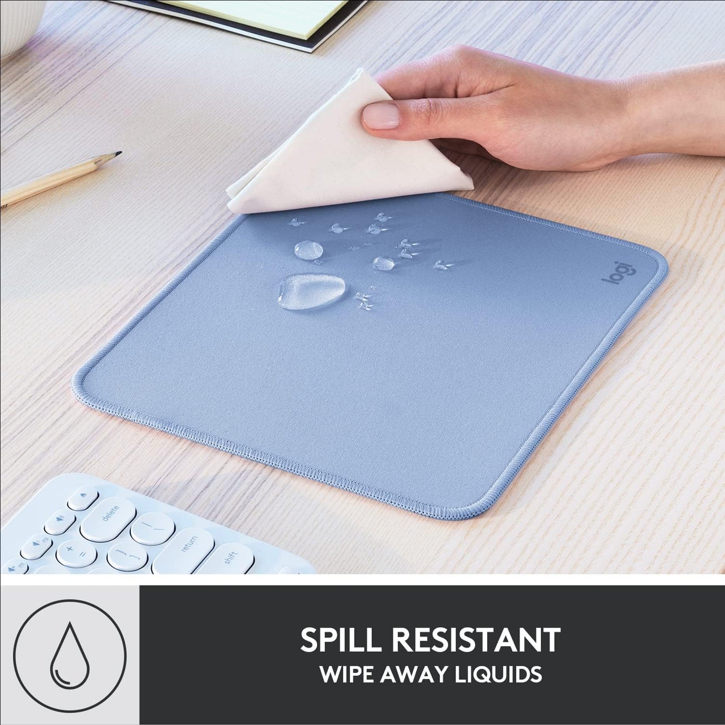 Logitech Mouse Pad - Studio Series, Computer Mouse Mat with Anti-slip Rubber Base, Easy Gliding, Spill-Resistant Surface, Durable Materials, Portable, in a Fresh Modern Design