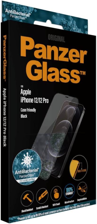 PanzerGlass - iPhone 12/12 Pro Case Friendly, Black