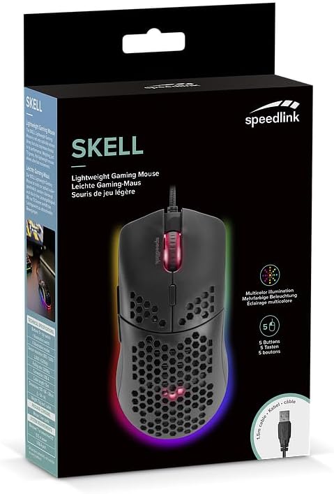Speedlink SKELL Lightweight Gaming Mouse – 6 lighting modes, adjustable sensor resolution, black