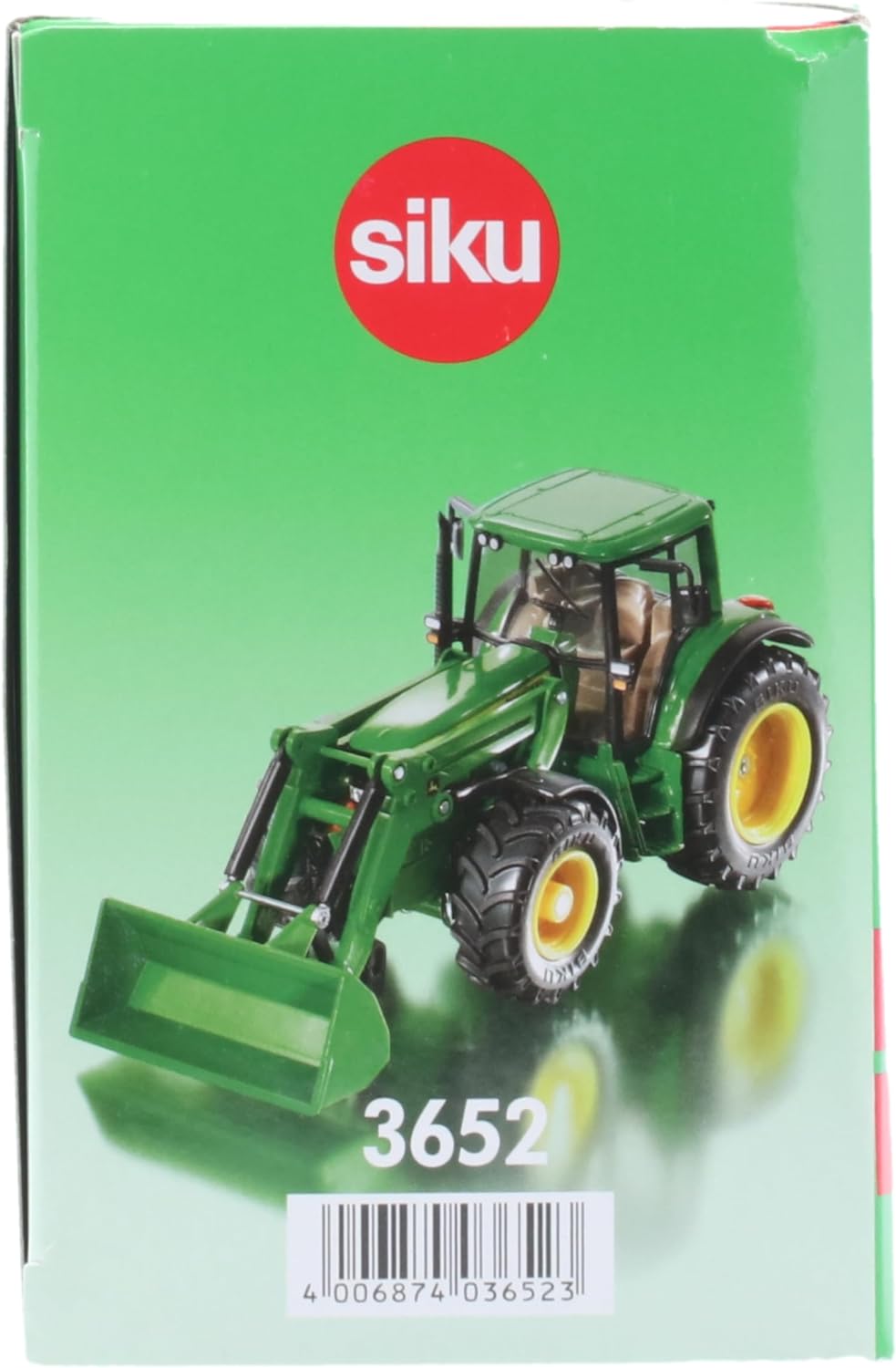 siku 3652, John Deere Tractor with Front Loader, 1:32, Metal/Plastic, Green, Movable front loader, Removable driver's cabin Tractor with Front Loader 1:32