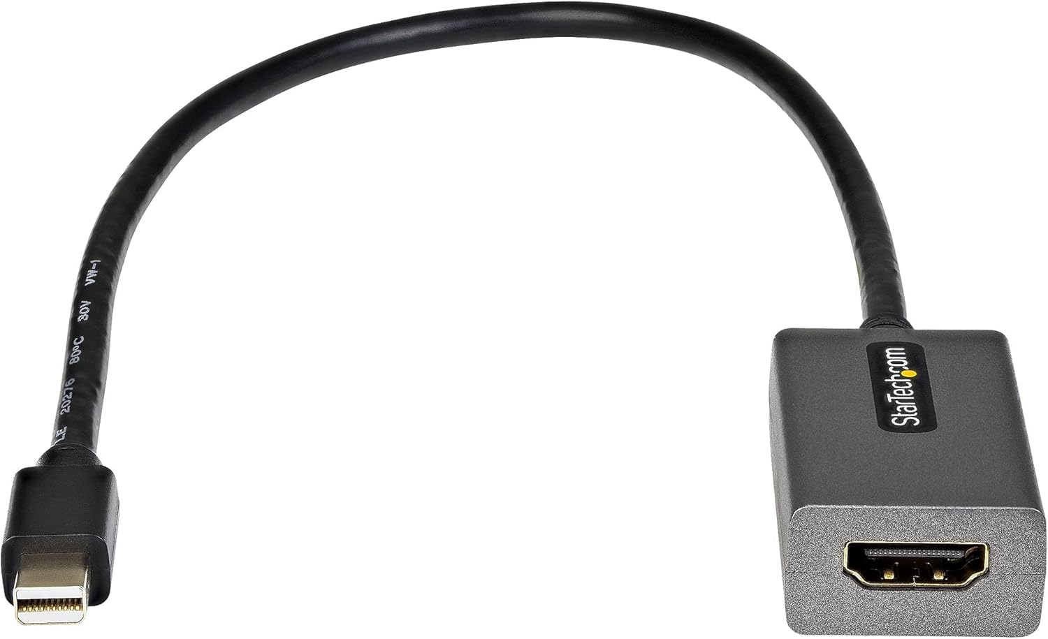 StarTech.com Mini DisplayPort to HDMI Adapter - 1080p - mDP 1.2 to HDMI Monitor/Display - Mini DP to HDMI Adapter Dongle Converter - 12" Long Attached Cable - Upgraded Version of MDP2HDMI (MDP2HDEC