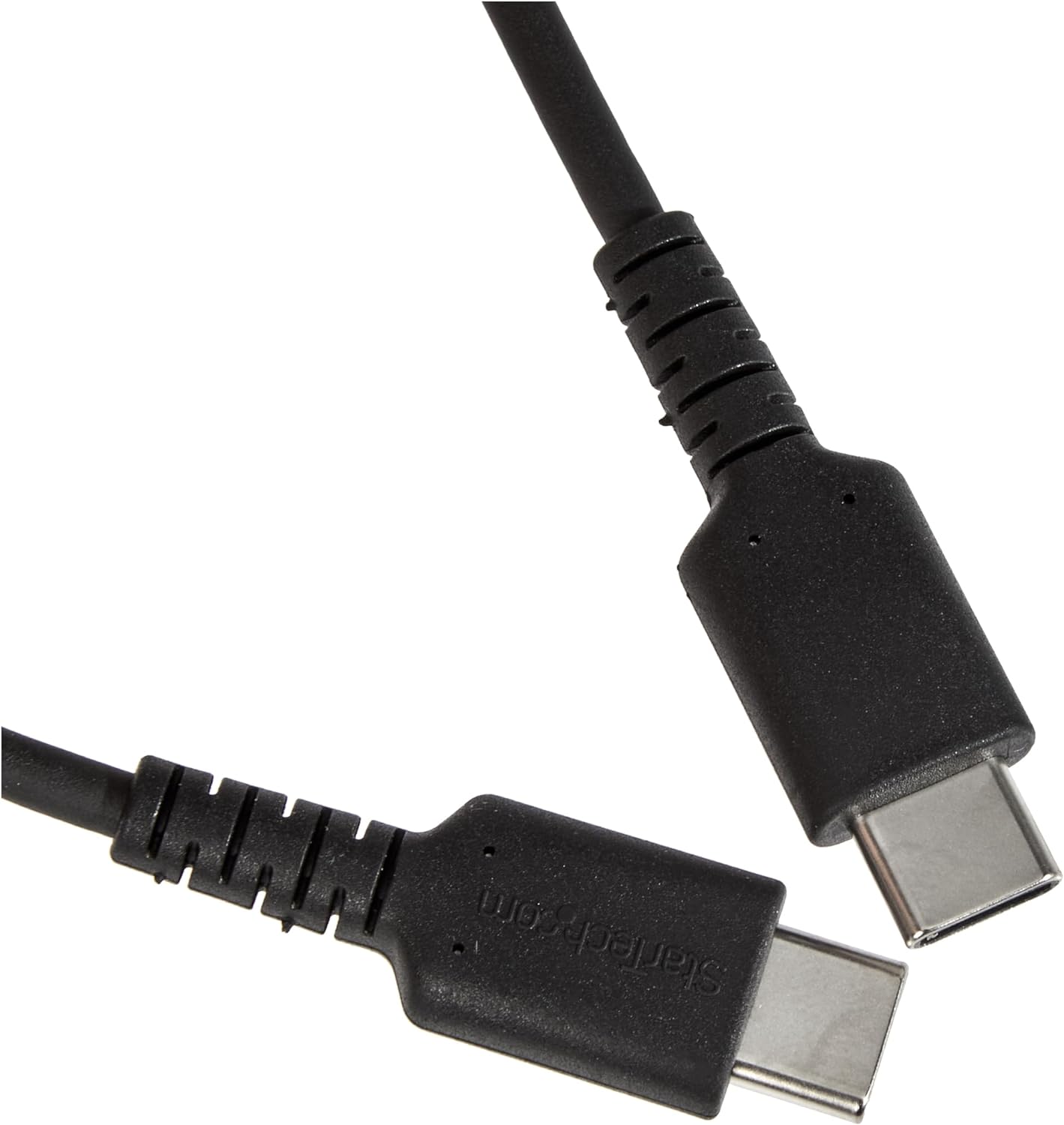 StarTech.com 20in (50cm) USB C Charging Cable, Coiled Heavy Duty Fast Charge & Sync USB-C Cable, USB 2.0 Type-C Cable, Rugged Aramid Fiber, Durable Male to Male USB Cable, Black (R2CCC-1M-USB-CABLE