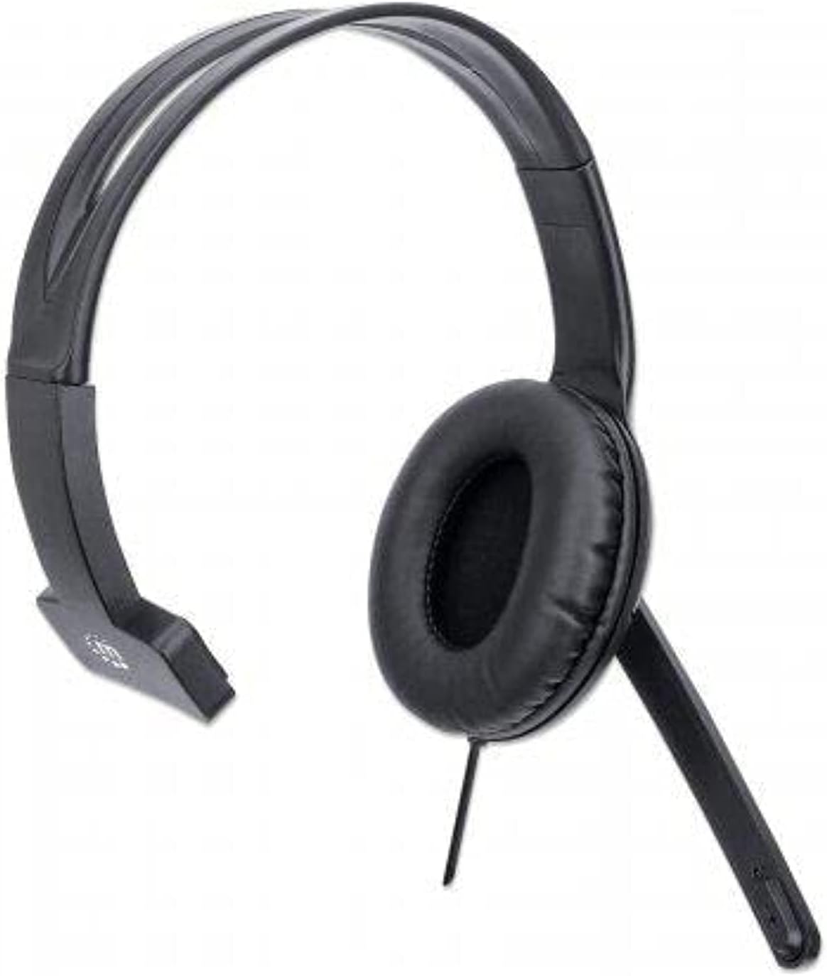 Manhattan Mono Over-Ear Headset (USB), Microphone Boom (padded), Retail Box Packaging, Adjustable Headband, In-Line Volume Control, Ear Cushion, USB-A for both sound and mic use, cable 1.5m