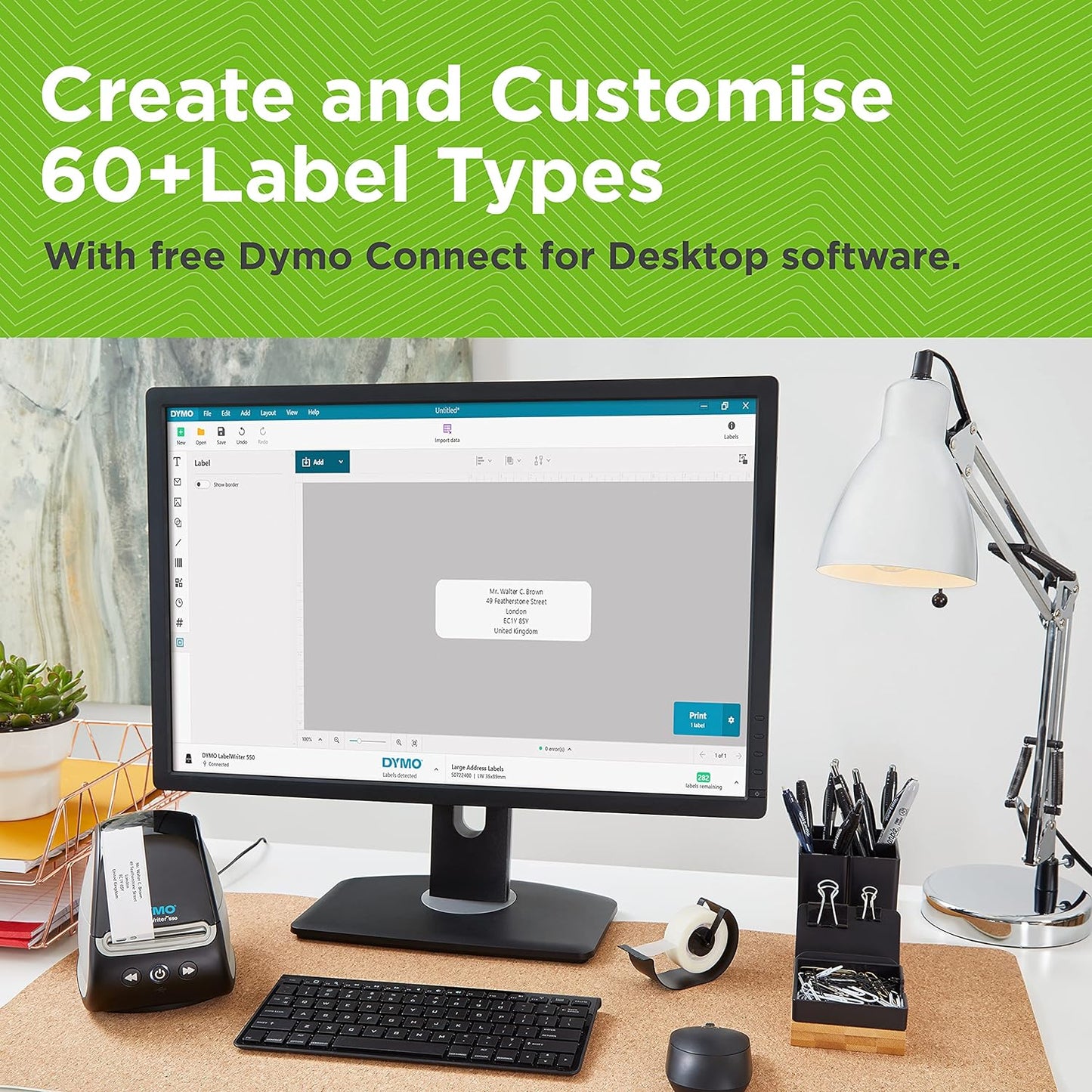 DYMO LabelWriter 550 Label Printer | Label Maker with Direct Thermal Printing | Automatic Label Recognition | Prints Address Labels, Shipping Labels, Barcode Labels & More | UK 3 Pin Plug