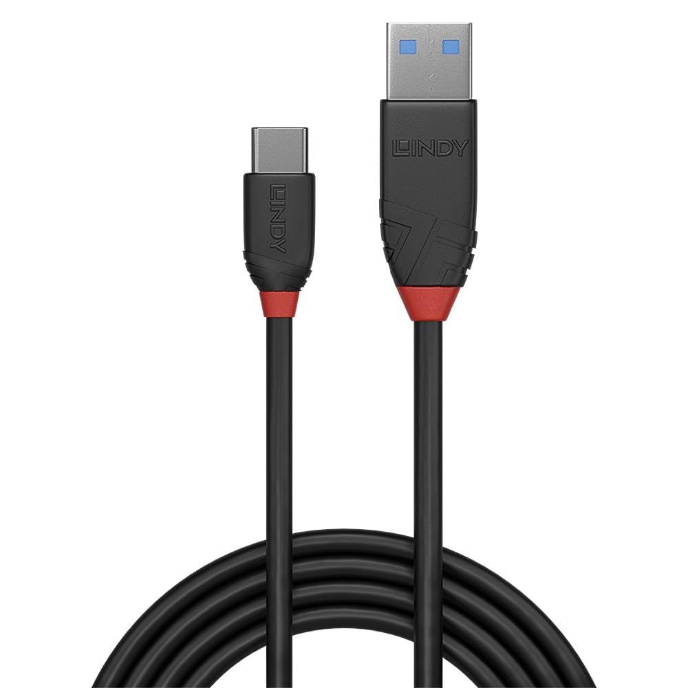 LINDY 1.5m USB 3.2 Type A to C Cable, 10Gbps, Black Line