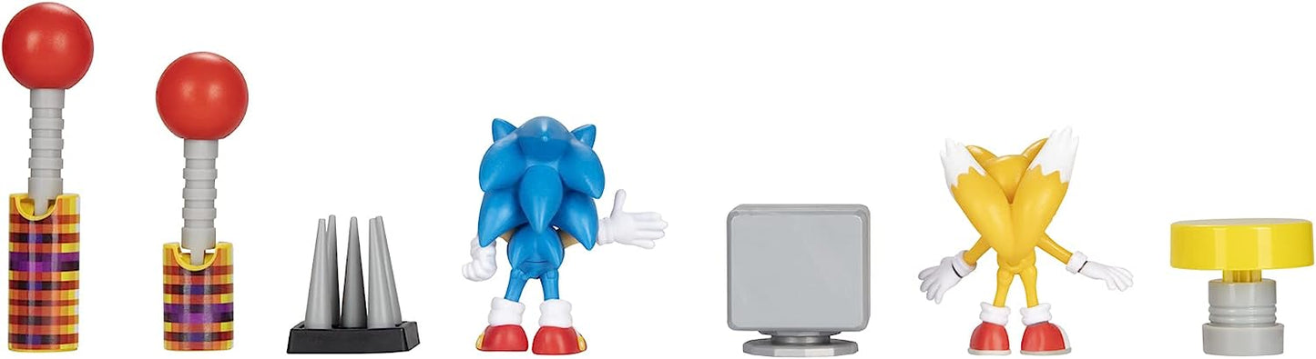 Sonic The Hedgehog 2.5 Inch Diorama Set SONIC and a TAILS Action Figure,for 3 Years old and up, 10 x 2.75 x 7 inches