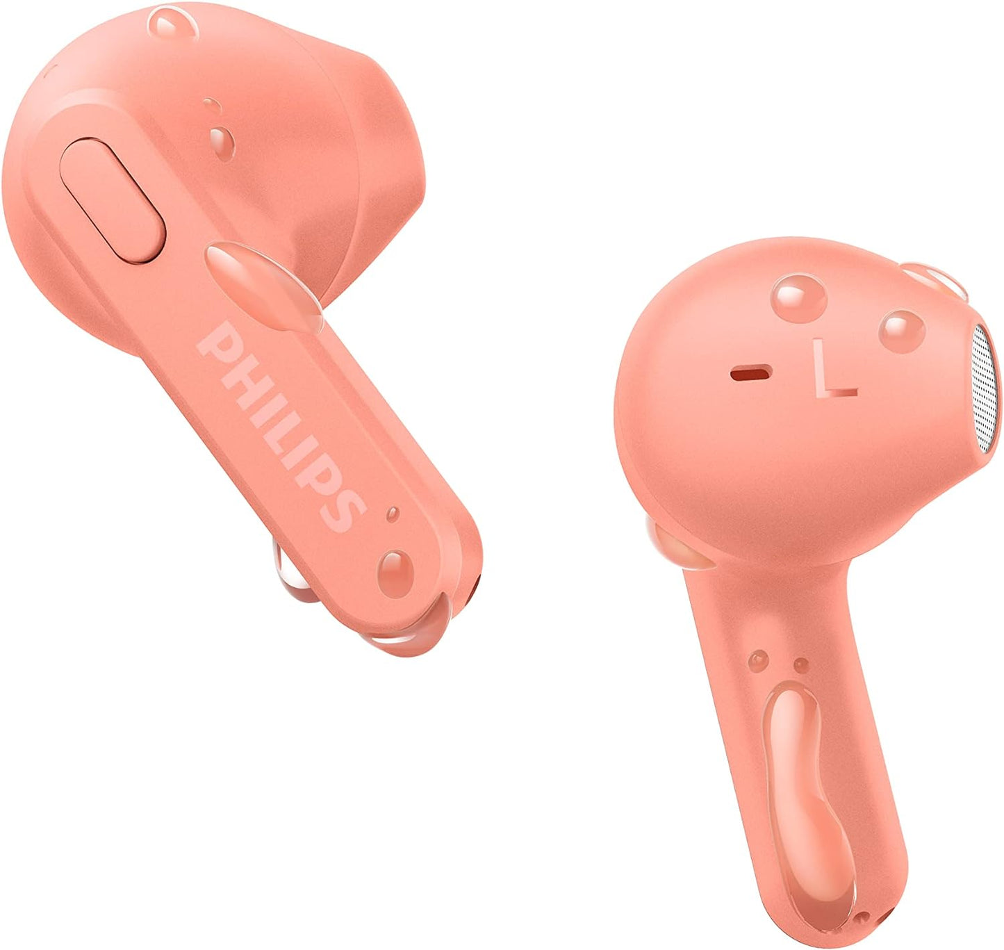 Philips TAT2236PK/00 Wireless Earbuds, In Ear Earbuds without Ear Tips, Super Slim Charging Case, Splash and Sweat Resistant, Bluetooth, 18 Hours Play Time, Built In Mic, Comfortable Fit, Pink