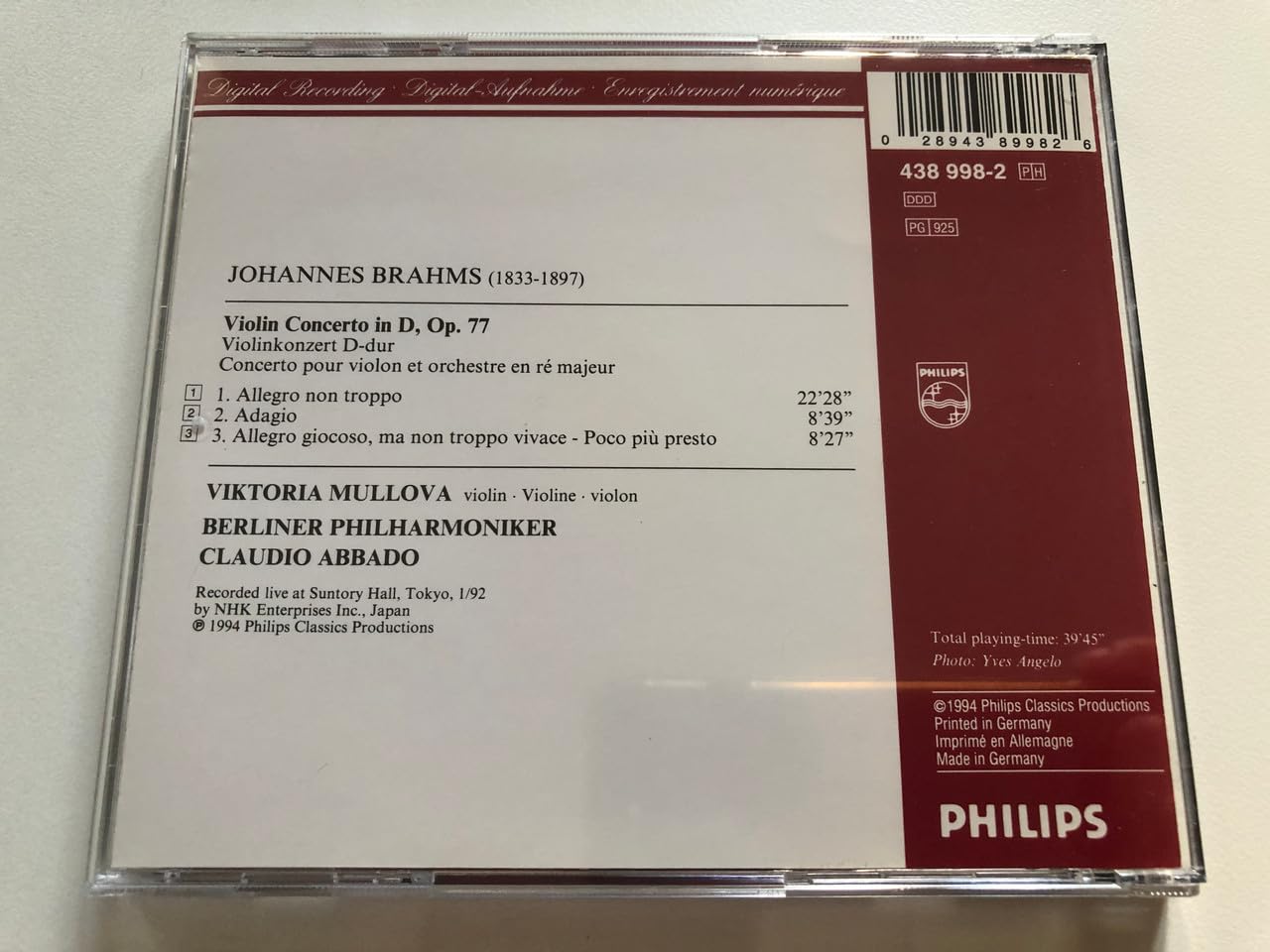 Live In Tokyo (Aufnahme Suntory Hall 1992)