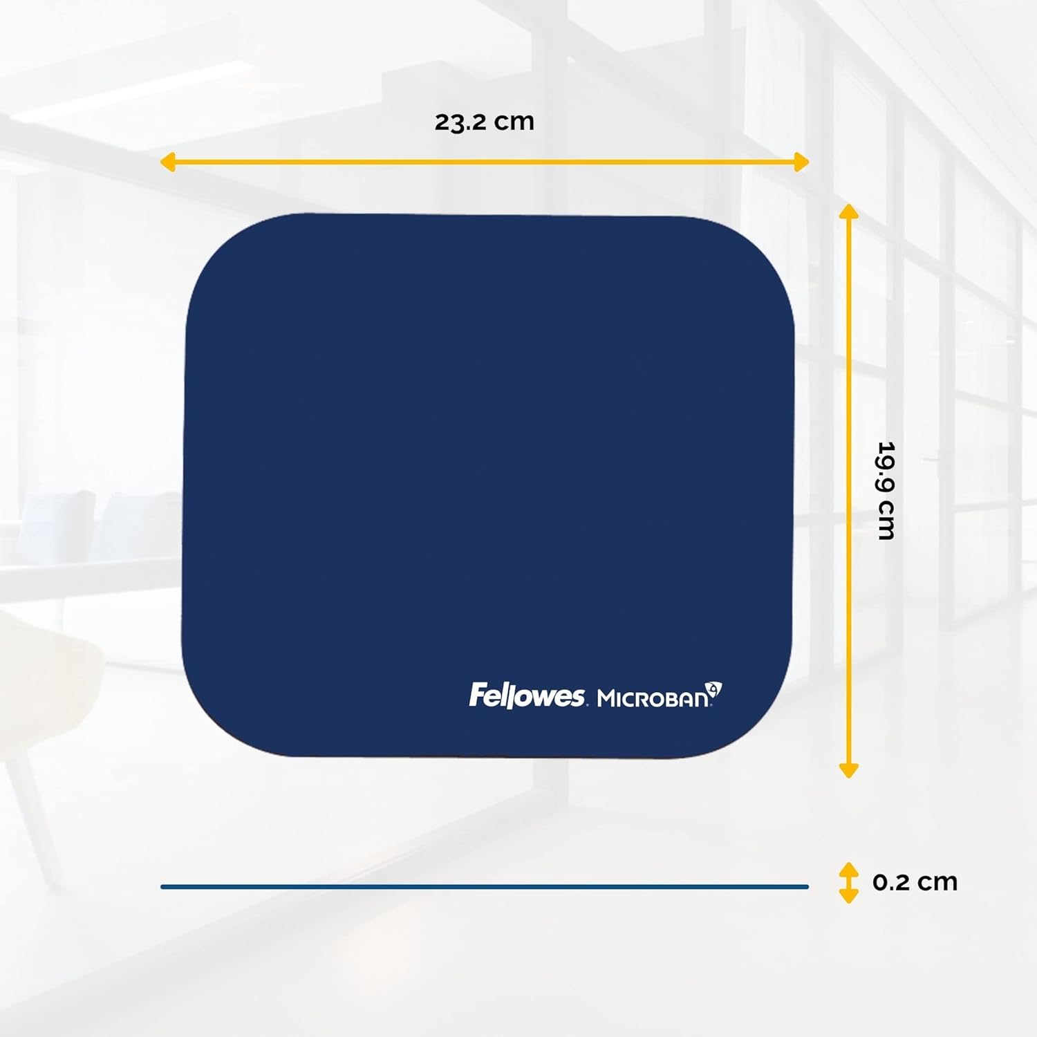 Fellowes Mouse Mat with Non-Slip Rubber Base - Mouse Pad with Antibacterial Protection - Suitable for Both Optical and Laser Mice - 199 x 232 x 2mm - Blue