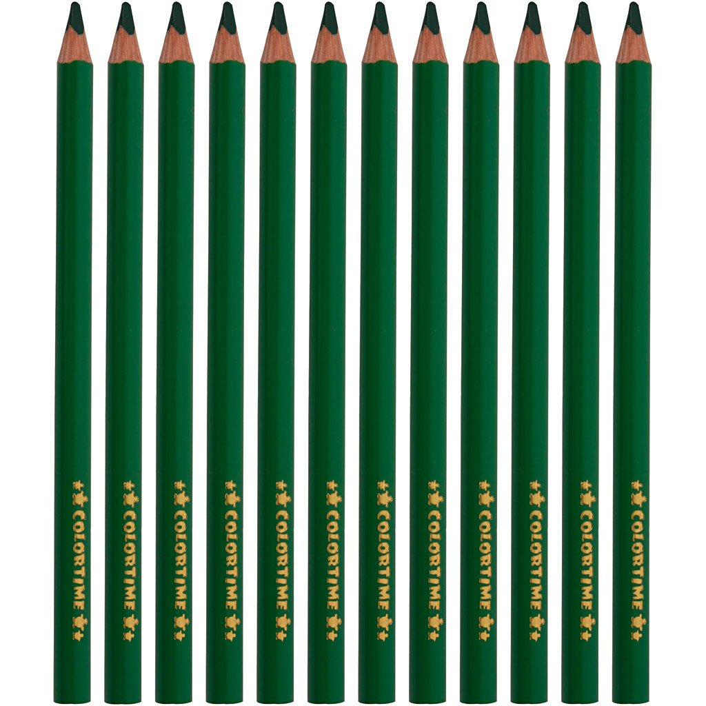Colortime - Driehoekige Jumbo kleurpotloden - Groen 12st.
