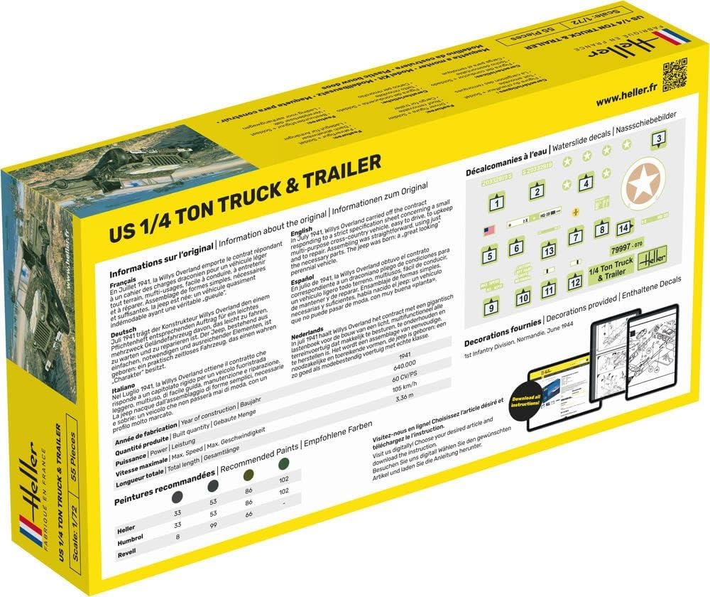 Heller 79997 Mercedes-Benz 1:72 Scale US 1/4 Ton Truck and Trailer Model