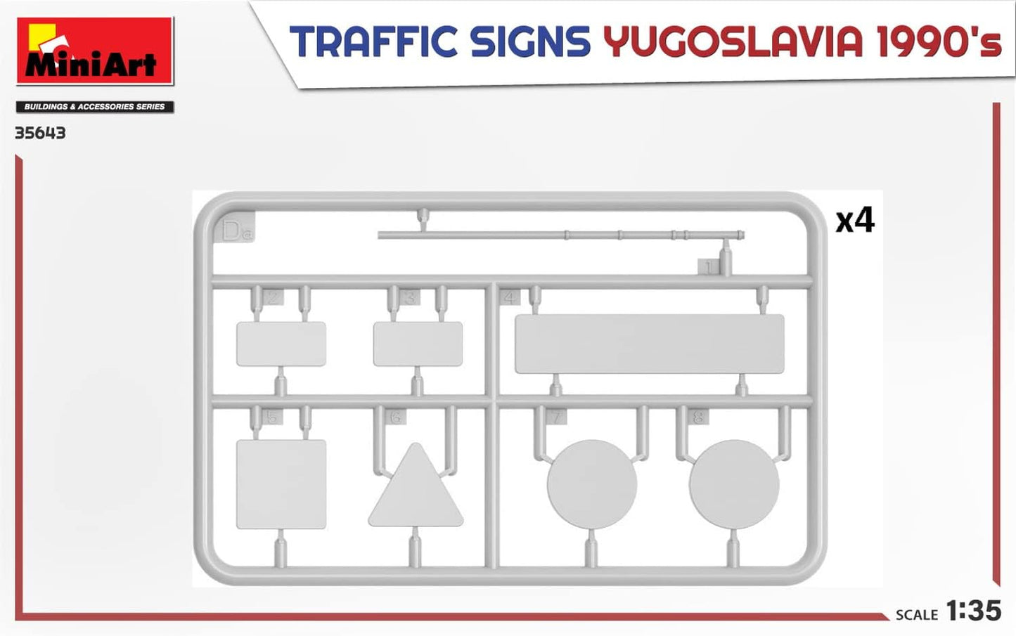 Miniart MIN35643 1:35-Traffic Signs Yugoslavia 1990's Scale Model kit, Unpainted