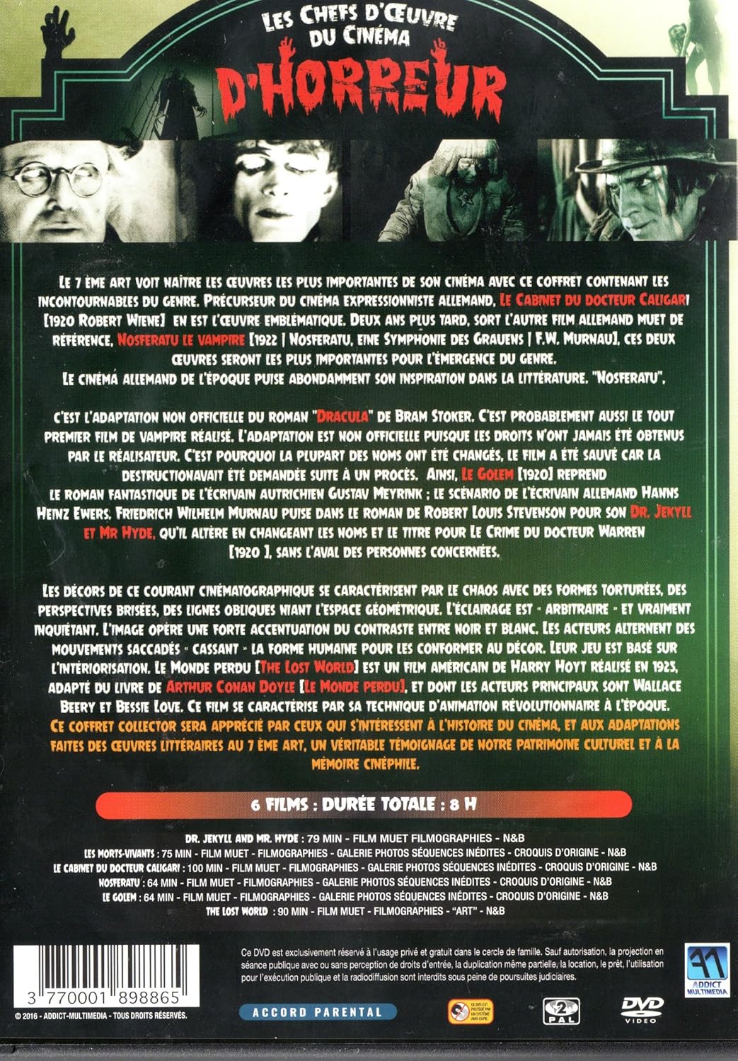 Les Chefs d'oeuvre du Cinéma d'Horreur (6 DVD)