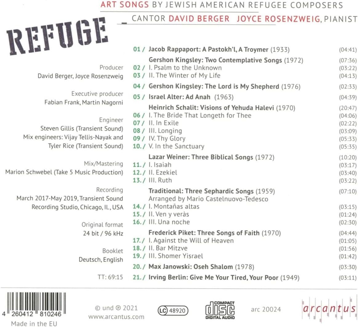 Refuge: Art Songs By Jewish American Refugee Composers