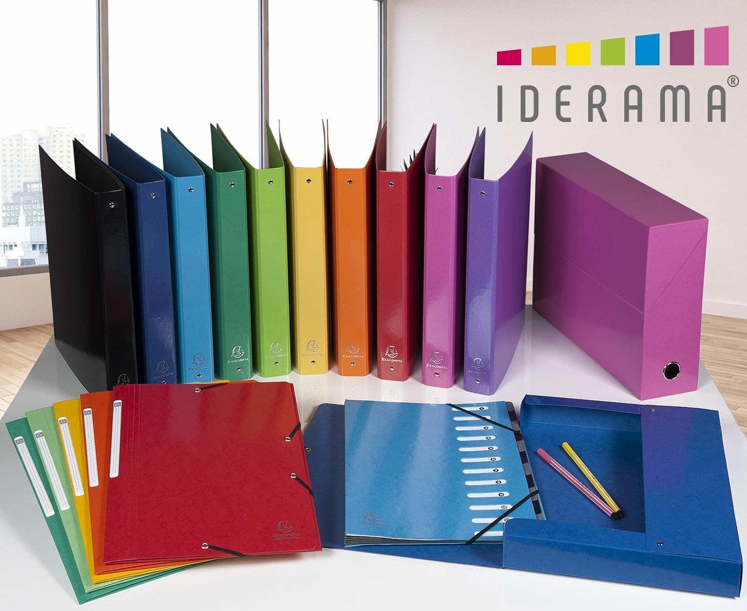 Exacompta - Ref 59929E - Iderama Collection - Filing Box - 240 x 320mm in Size, Suitable for Holding A4 Documents, 40mm Spine, Spine Label - Assorted Colours (Pack of 8