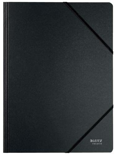 Leitz Recycled Card Folder with Elasticated Bands, A4, Black, Pack of 10