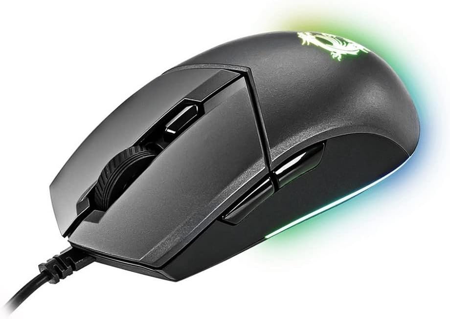 MSI CLUTCH GM11 Gaming Mouse - 5000 DPI Optical Sensor, Symmetrical, 10M+ Click OMRON Switches, 6-Buttons, 1ms Latency, RGB Mystic Light, 89g - Wired