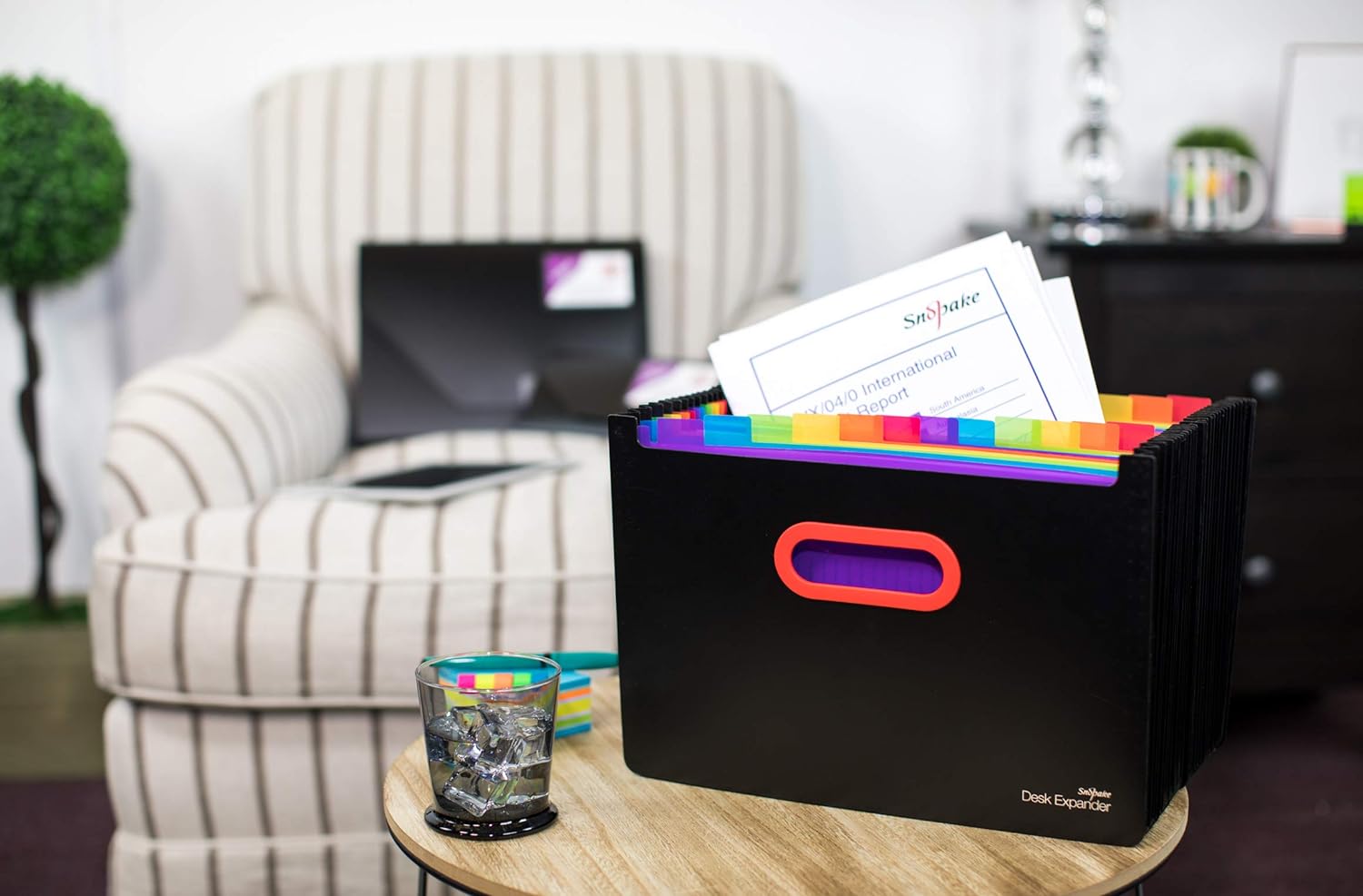 Snopake A4 Rainbow and Black Desk Expander/Organiser 24-Part Ref: 15852