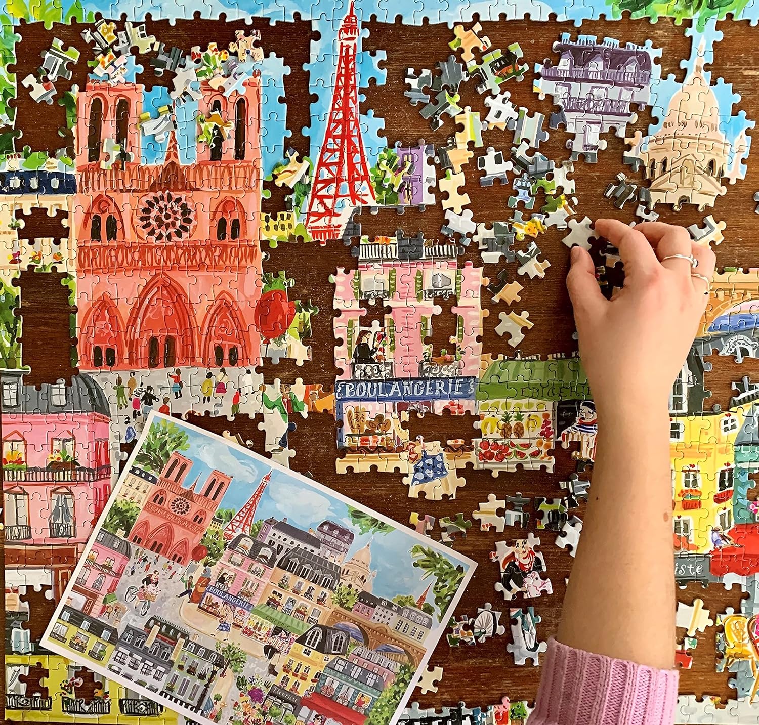 eeBoo Piece and Love Paris in a Day 1000 piece rectangular adult Jigsaw Puzzle Multicolored