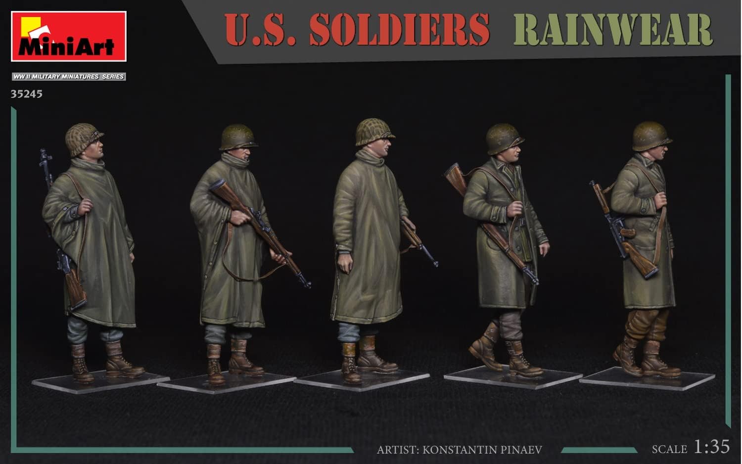 MiniArt MIN35245 1:35-US Soldiers in Rainwear, Molded Color