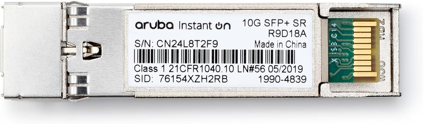 HPE Networking Instant On 10G SFP+ LC SR Transceiver for Connections Up to 300 Meters (R9D18A