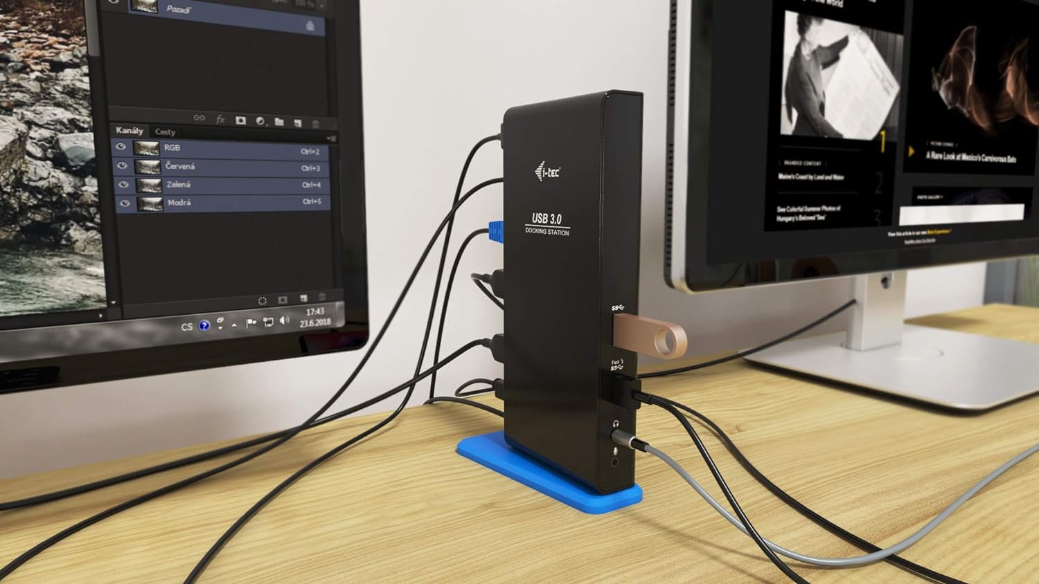 i-tec USB 3.0/USB-C Dual Docking Station for Tablets und Notebooks – 2x HDMI Full HD+, 4x USB 2.0, 2x USB 3.0, Gigabit Ethernet, Audio/Mic, Compatible with Windows, macOS, Linux