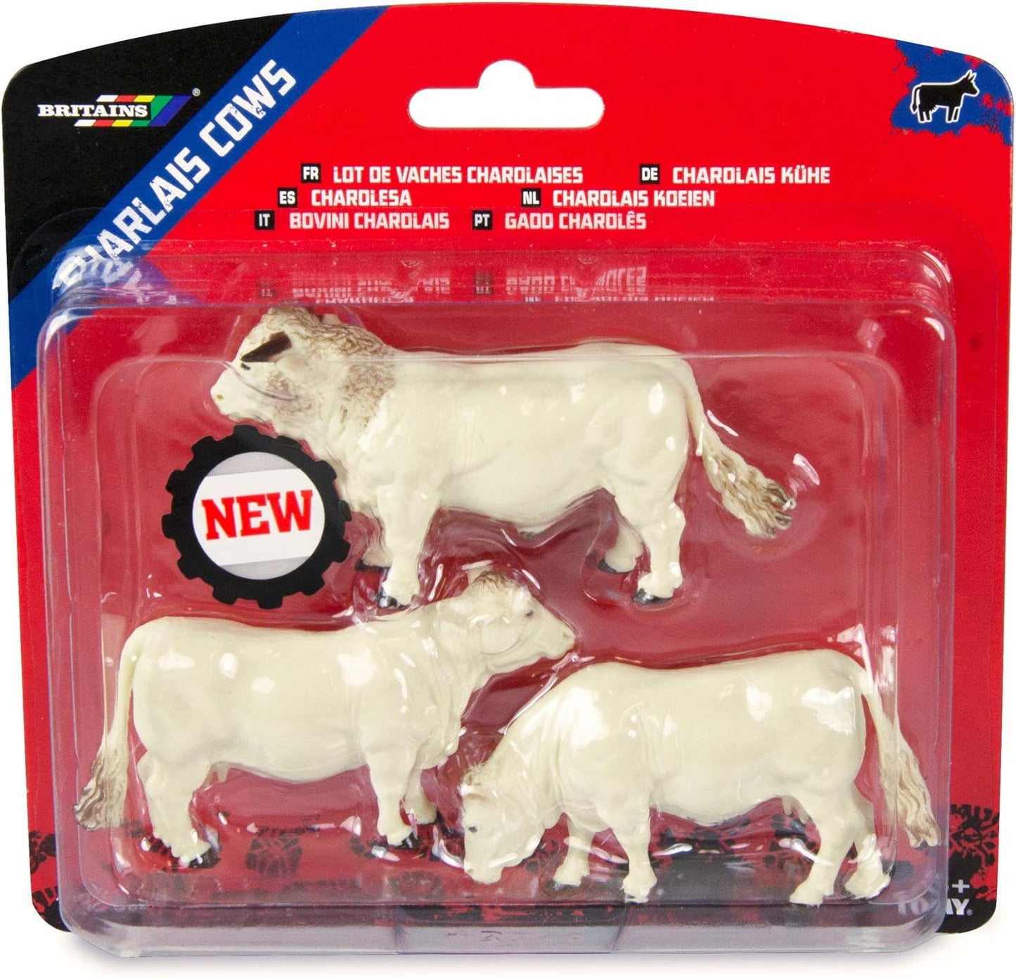 Britains Tomy Figuras de Colección, Juego de 3 Figuras de Animales de plástico para Adultos 43240, 3 Vacas, Modelo a Escala 1/32, réplica Adaptada a niños de 3 años+, Color Blanco