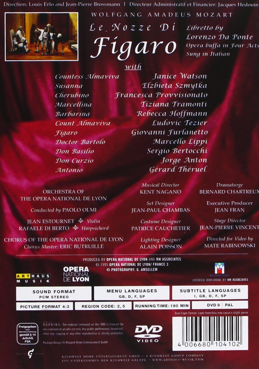 Mozart, Wolfgang Amadeus - Die Hochzeit des Figaro (Le nozze di Figaro) (Opera National de Lyon