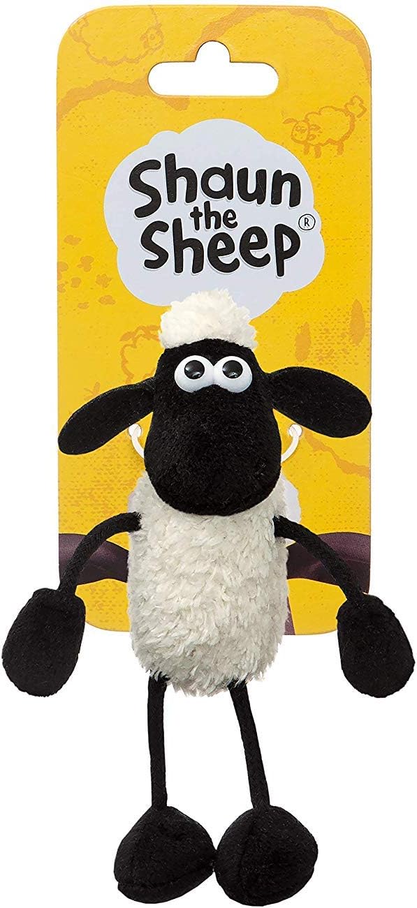 Shaun the Sheep Plush 61176 Backpack Clip, Black and White, Great Gift Idea,9 x 7 x 14 centimetres