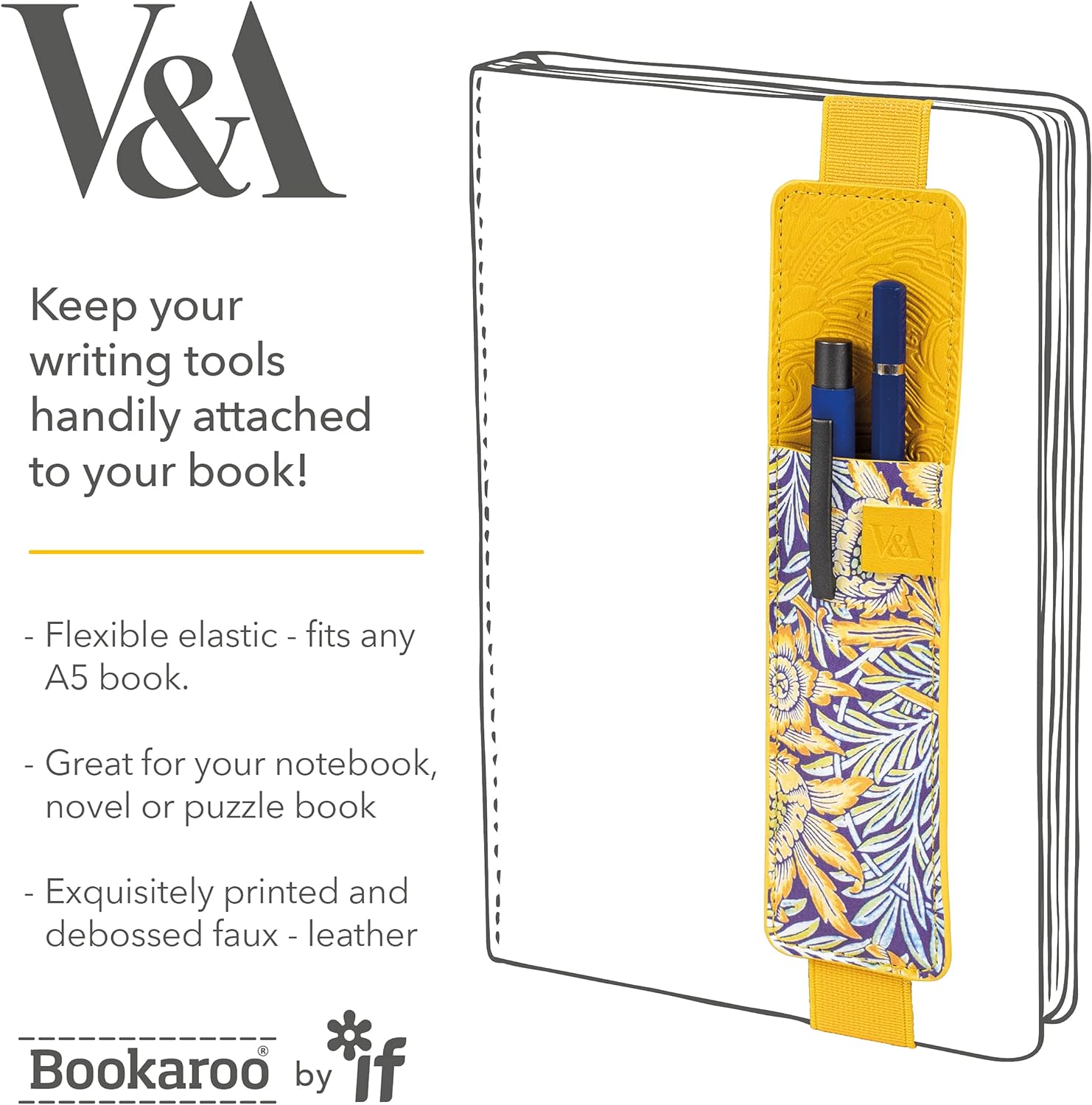 IF V & A Bookaroo Pen Pouch Morris Tulip & Willow, Yellow, One Size