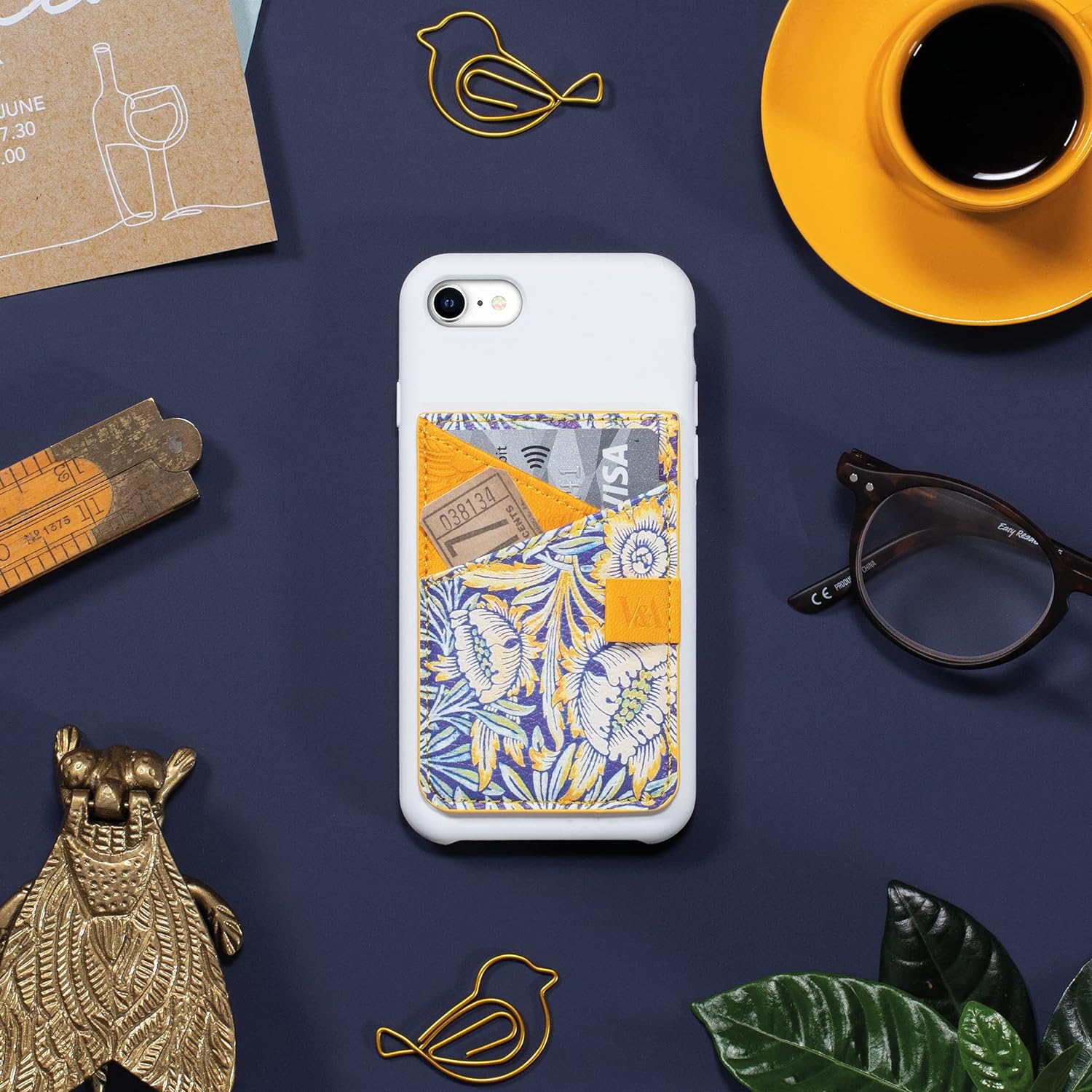 IF V & A Bookaroo Phone Pocket Morris Tulip & Willow,Yellow,One Size