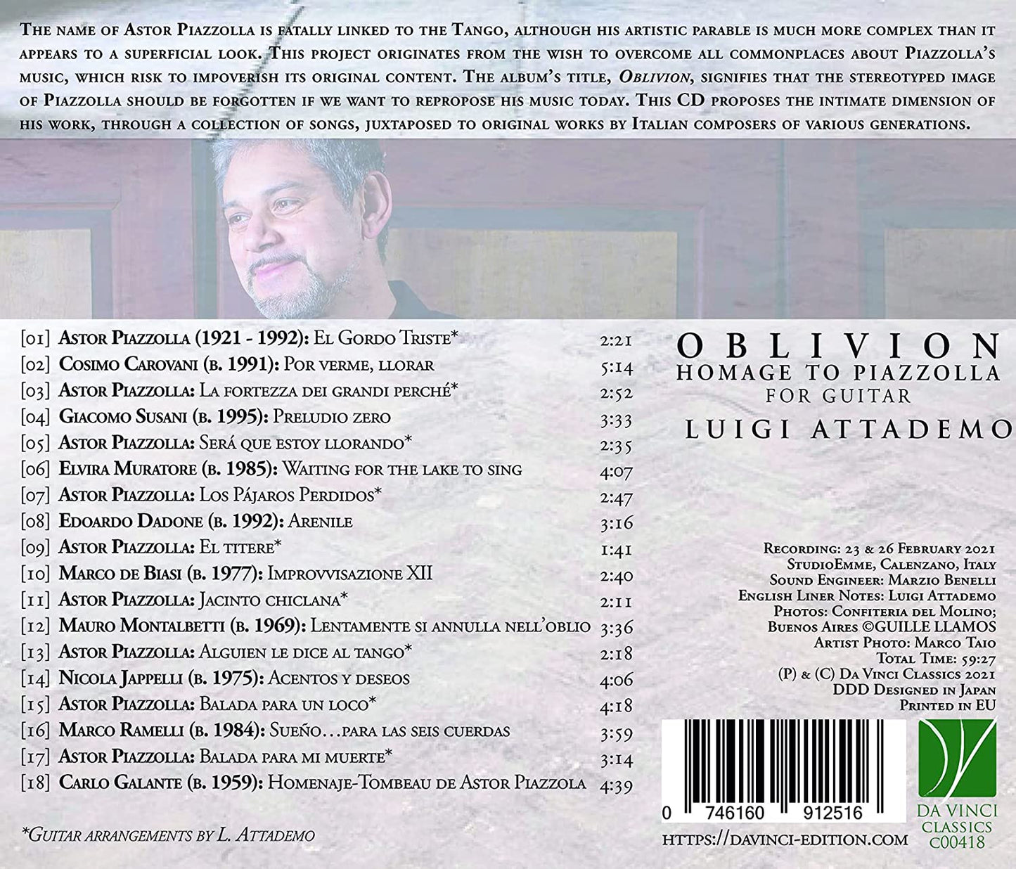Oblivion: Homage To Piazzolla For Guitar