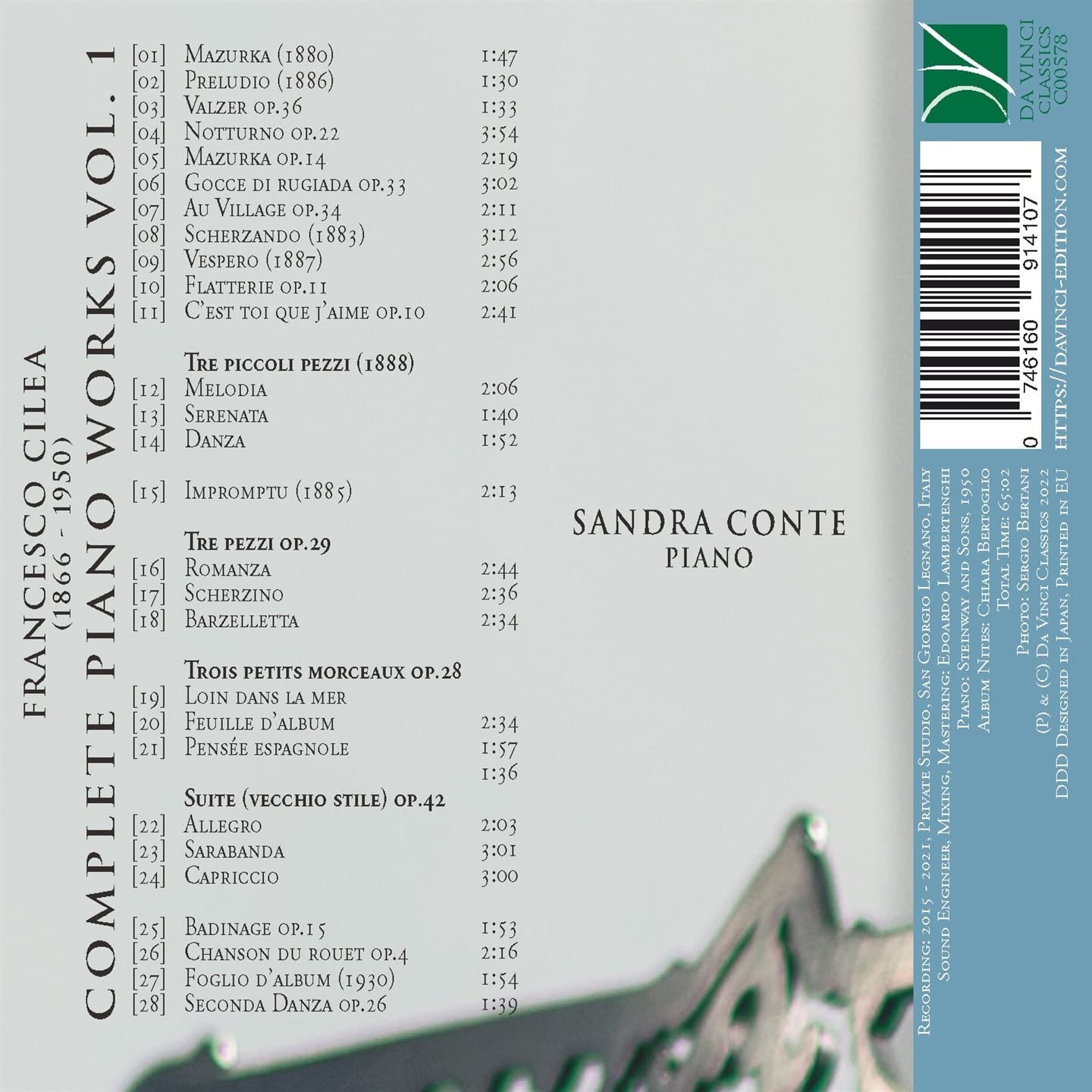 Francesco Cilea: Complete Piano Works Vol 1